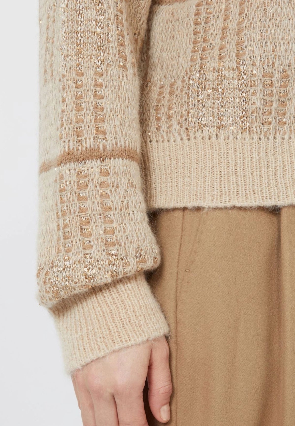 Max Mara Studio Maglia Boxy in Lana, Mohair e Cashmere con Paillettes 