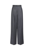 Max Mara Studio Pantalone Maschile in Flanella di Lana Grigio Scuro