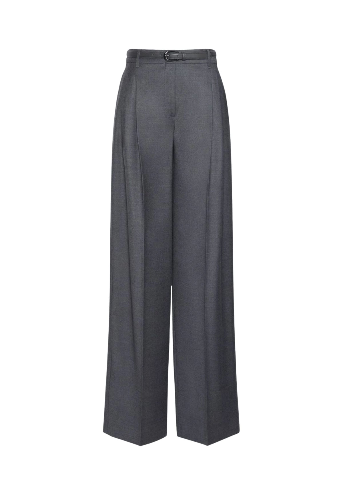 Max Mara Studio Pantalone Maschile in Flanella di Lana Grigio Scuro 