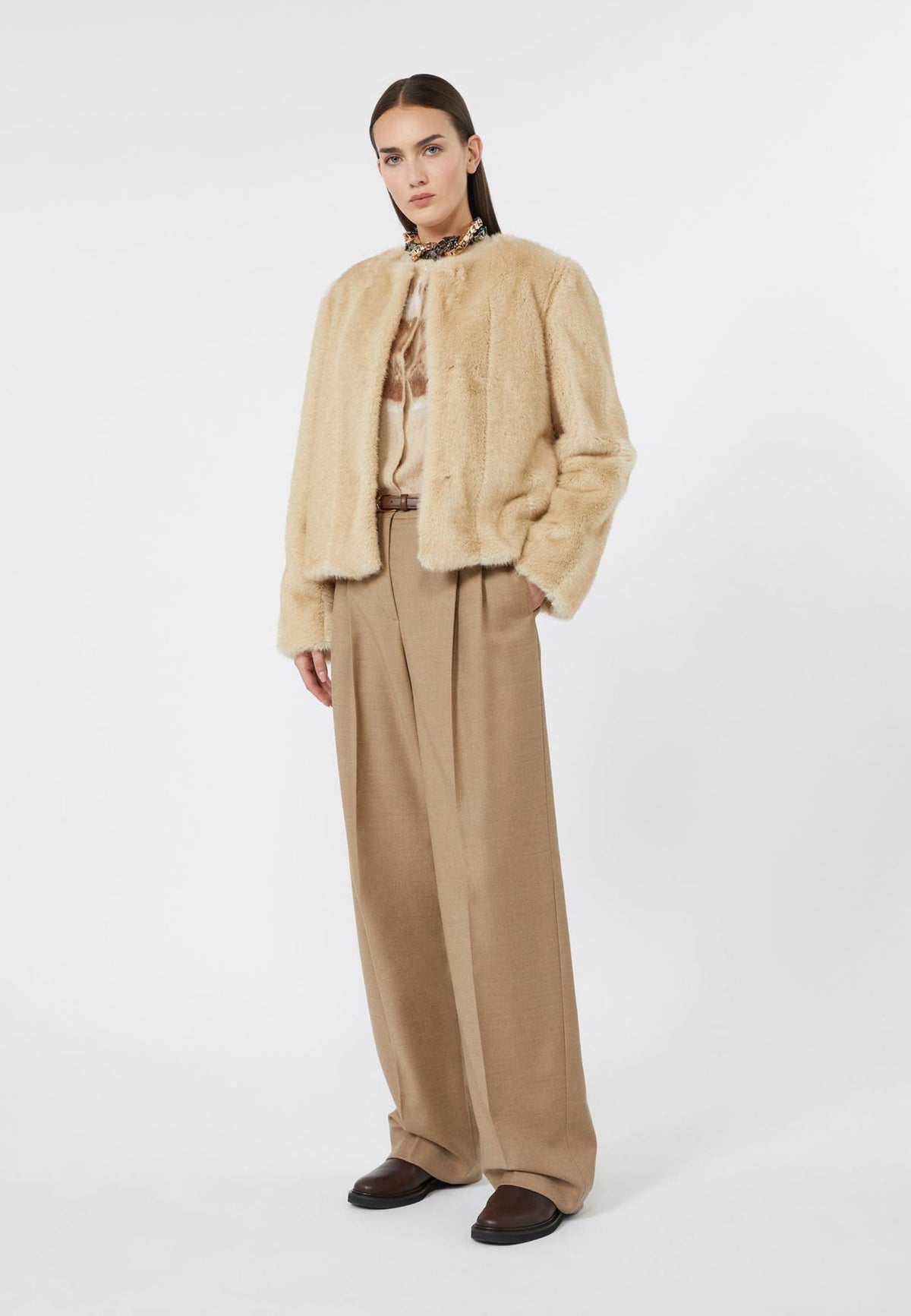 Max Mara Studio Pantalone Maschile in Flanella di Lana 