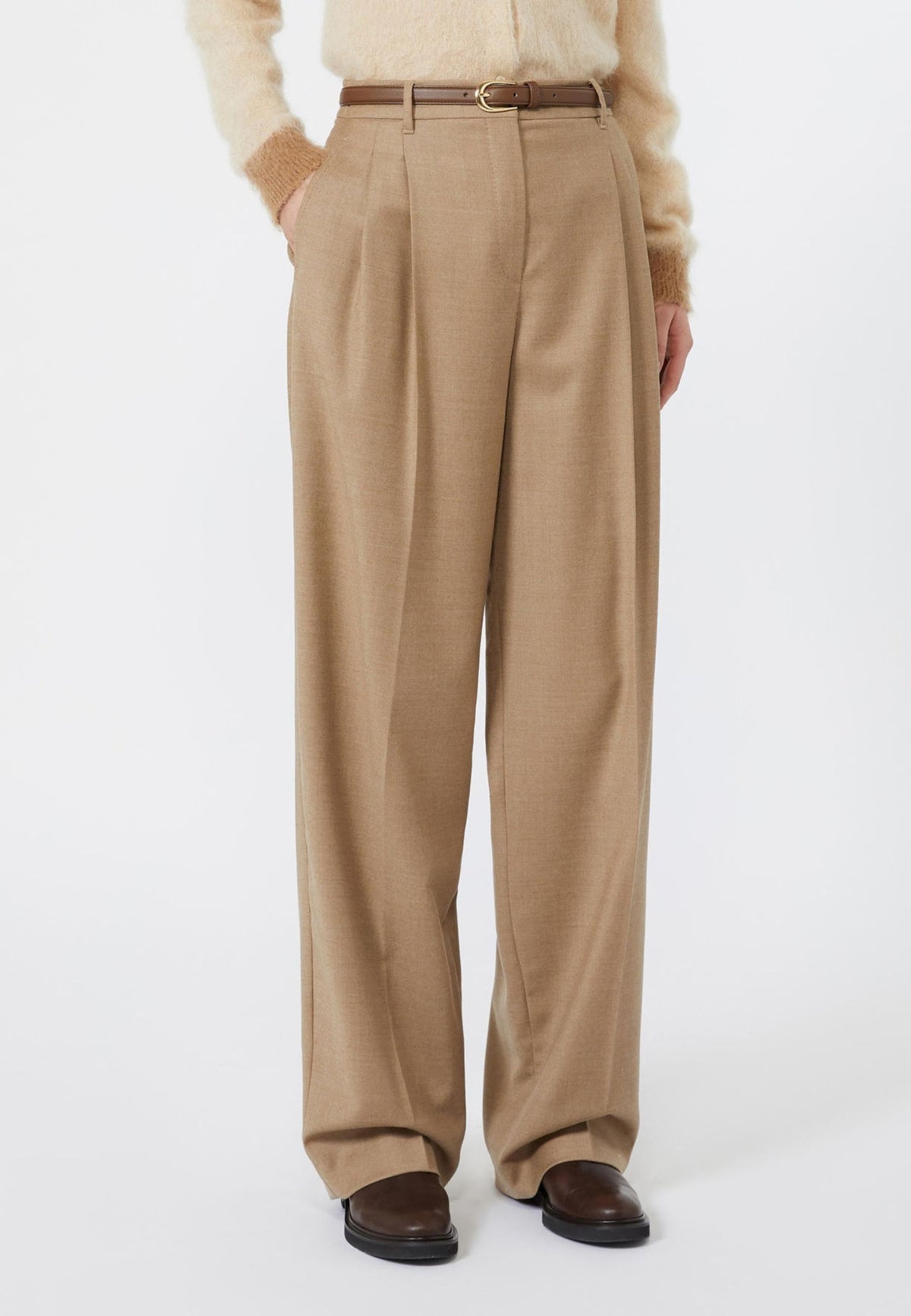 Max Mara Studio Pantalone Maschile in Flanella di Lana 