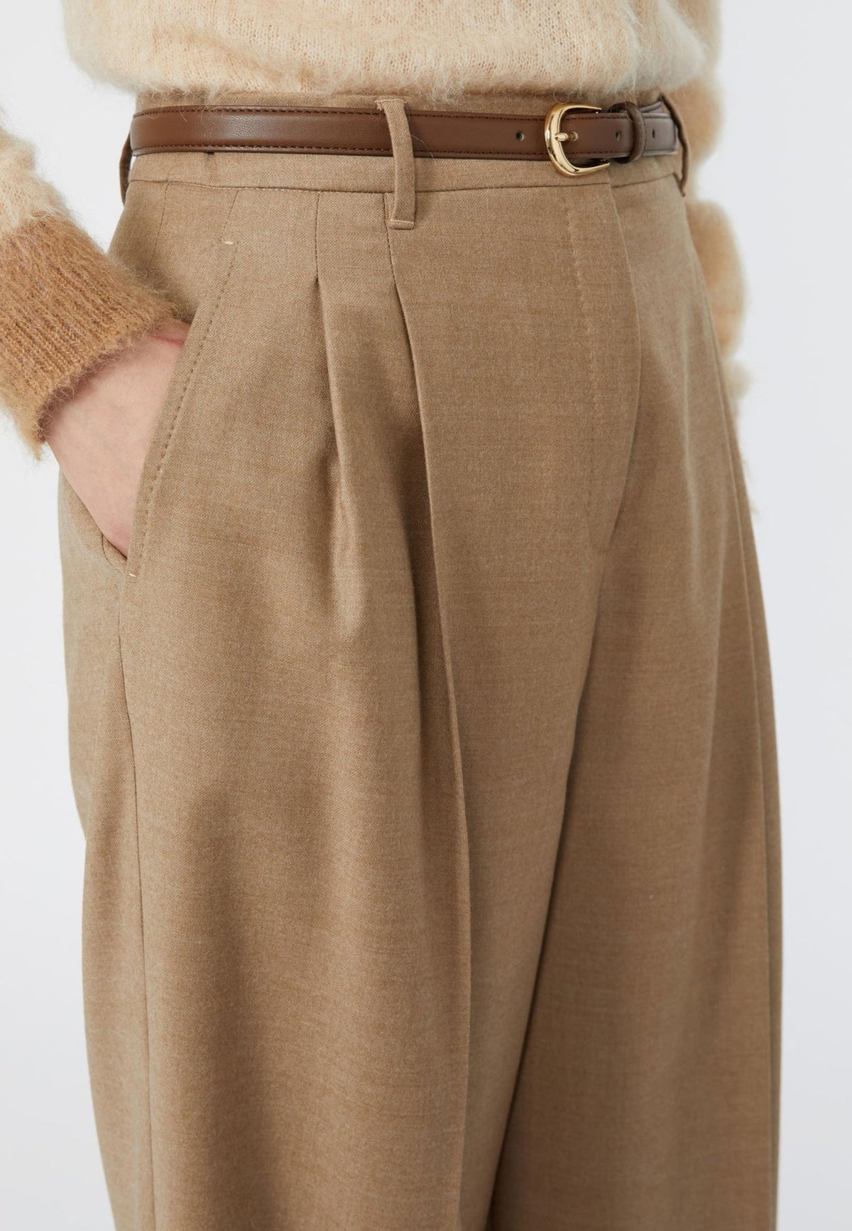 Max Mara Studio Pantalone Maschile in Flanella di Lana 
