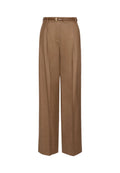 Max Mara Studio Pantalone Maschile in Flanella di Lana Cuoio