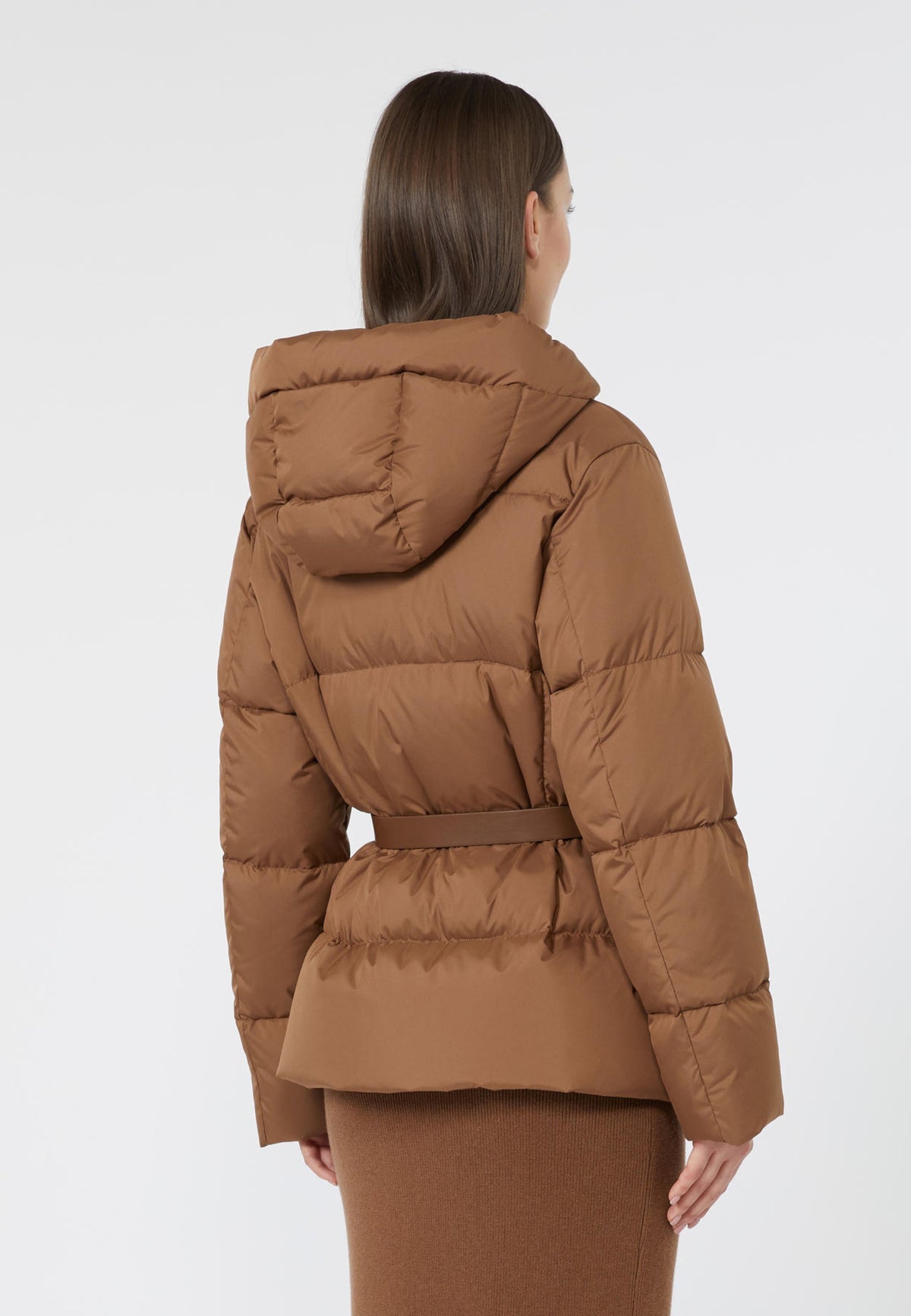 Max Mara Studio - Piumino corto con cappuccio e cintura 
