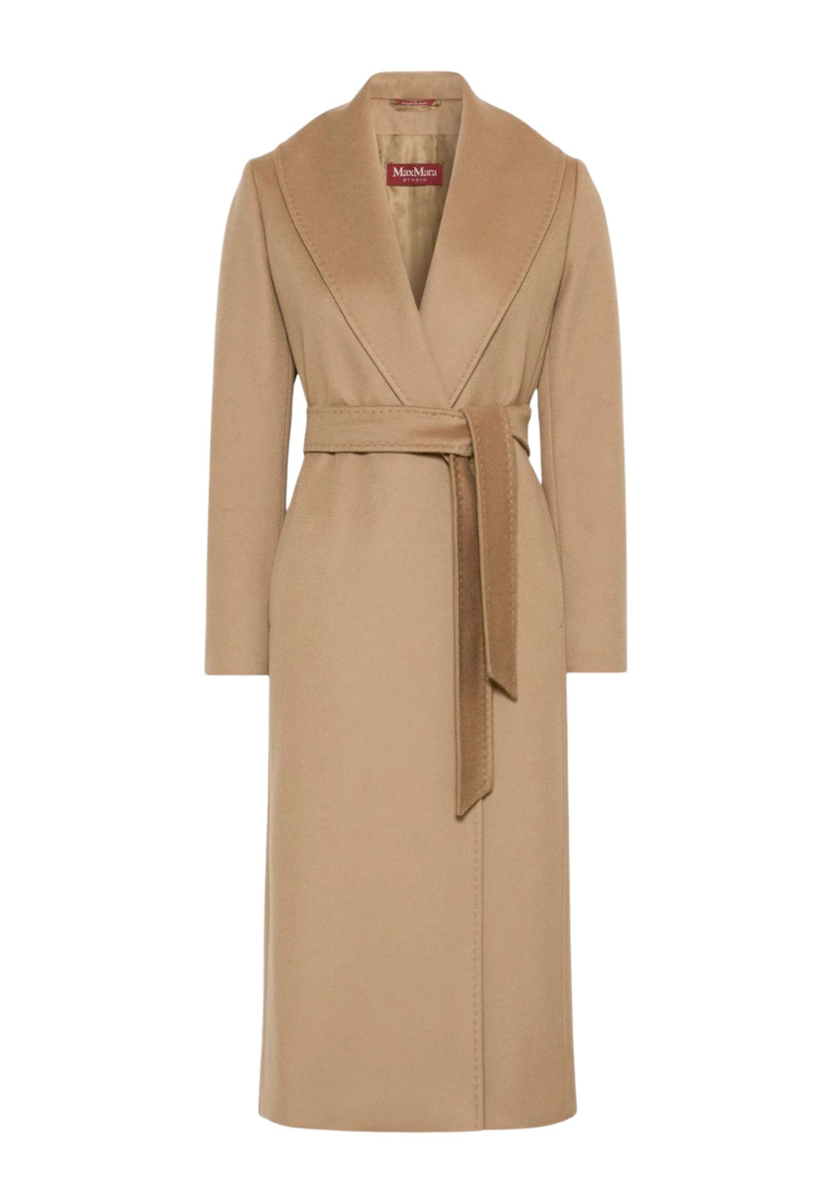 Max Mara Studio Cappotto a Vestaglia in Pura Lana Cammello 