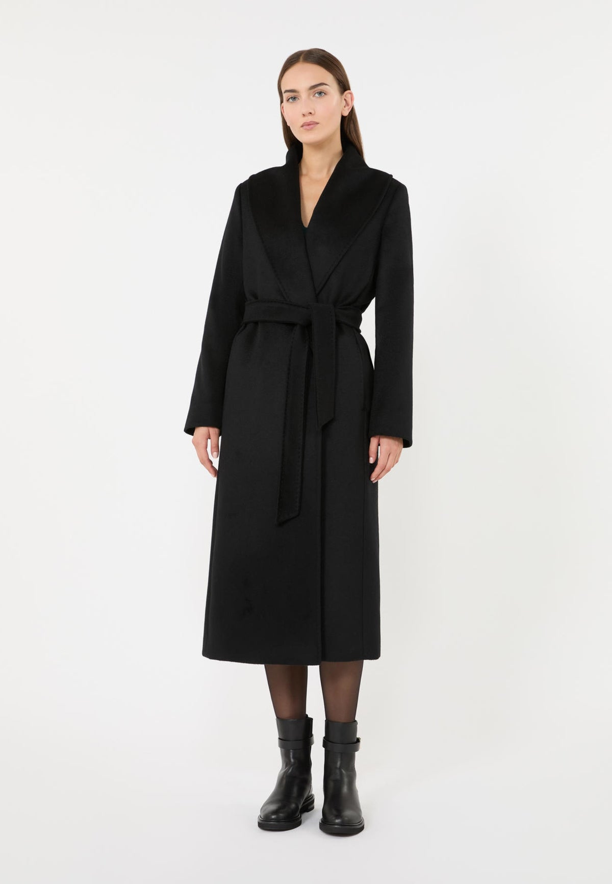 Max Mara Studio - Cappotto lungo a vestaglia in pura lana 