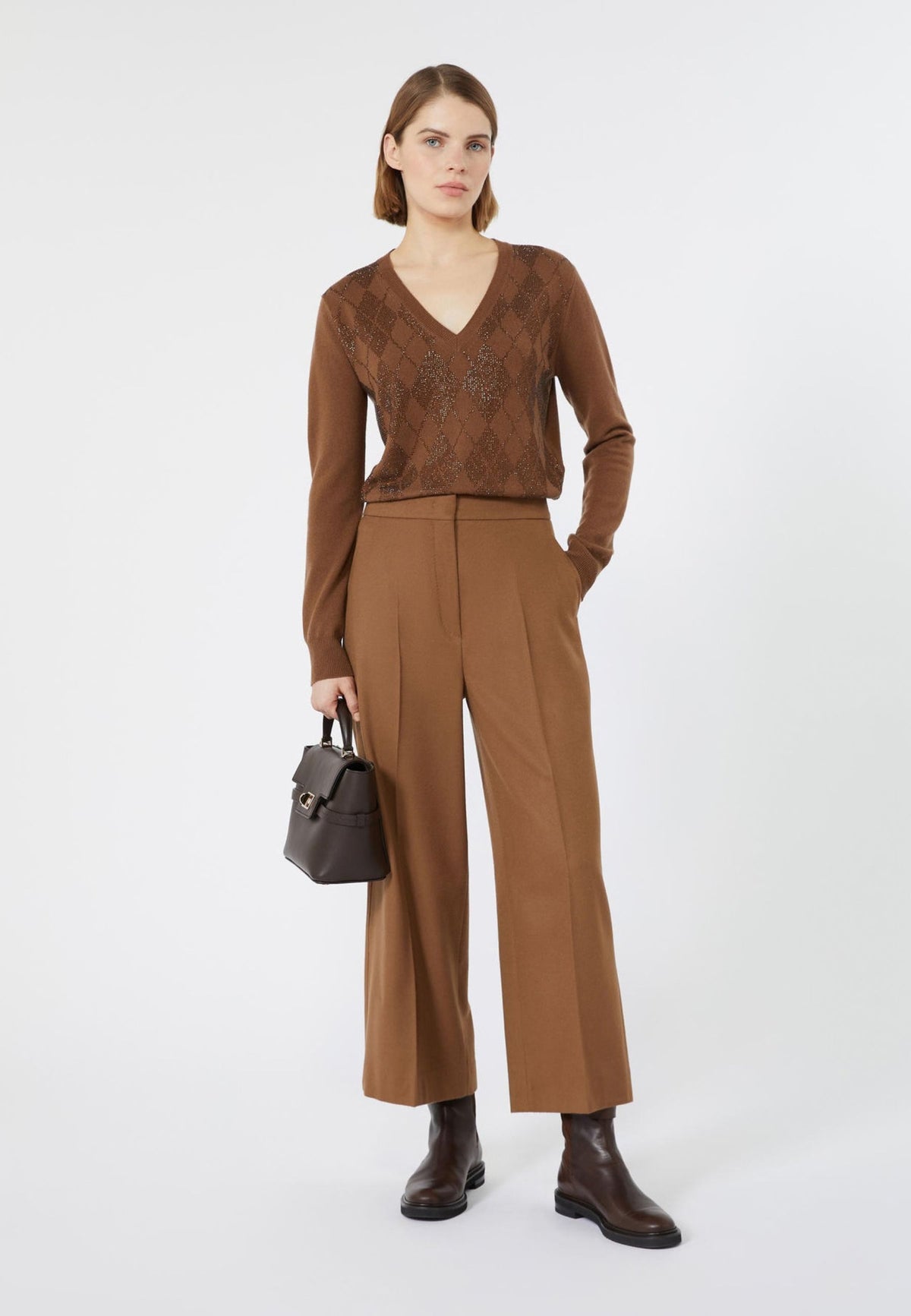 Max Mara Studio Pantalone Wide Leg in Pura Lana 