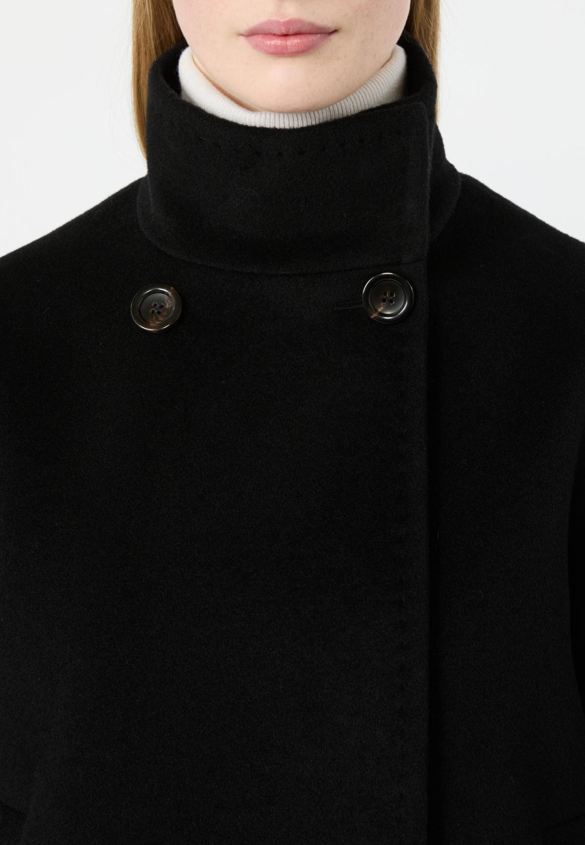 Max Mara Studio - Giaccone corto doppiopetto in pura lana 