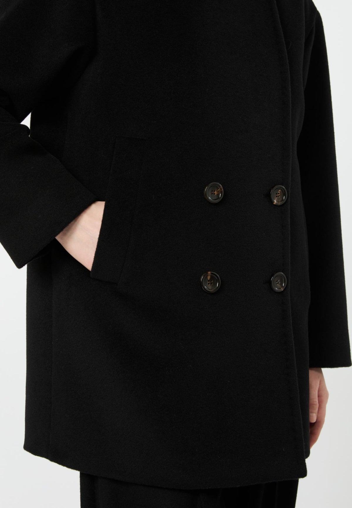 Max Mara Studio - Giaccone corto doppiopetto in pura lana 