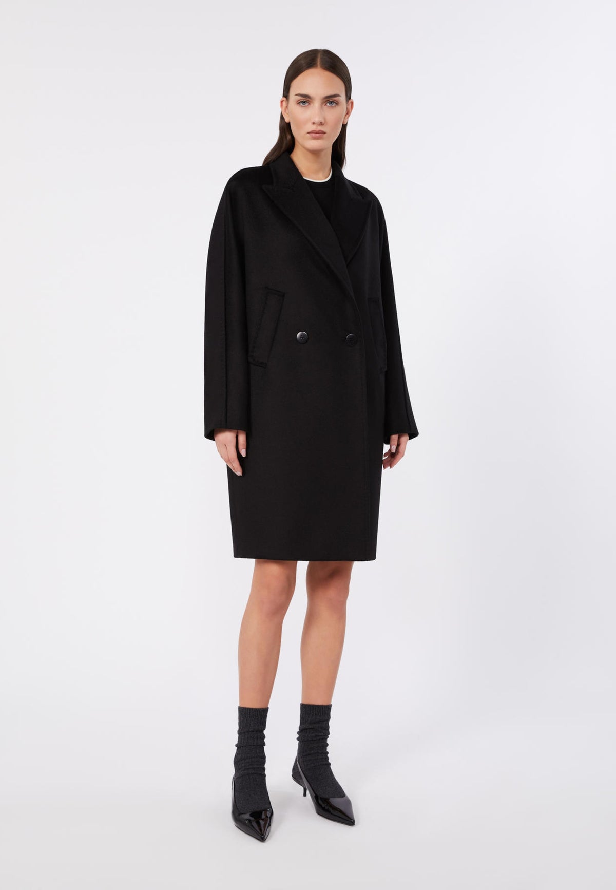 Max Mara Studio - Cappotto midi doppiopetto in pura lana 