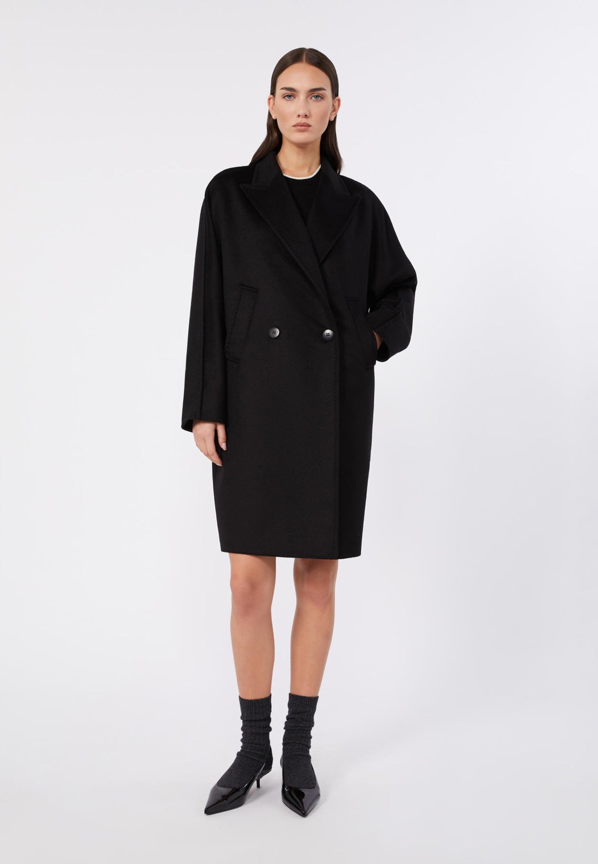 Max Mara Studio - Cappotto midi doppiopetto in pura lana 