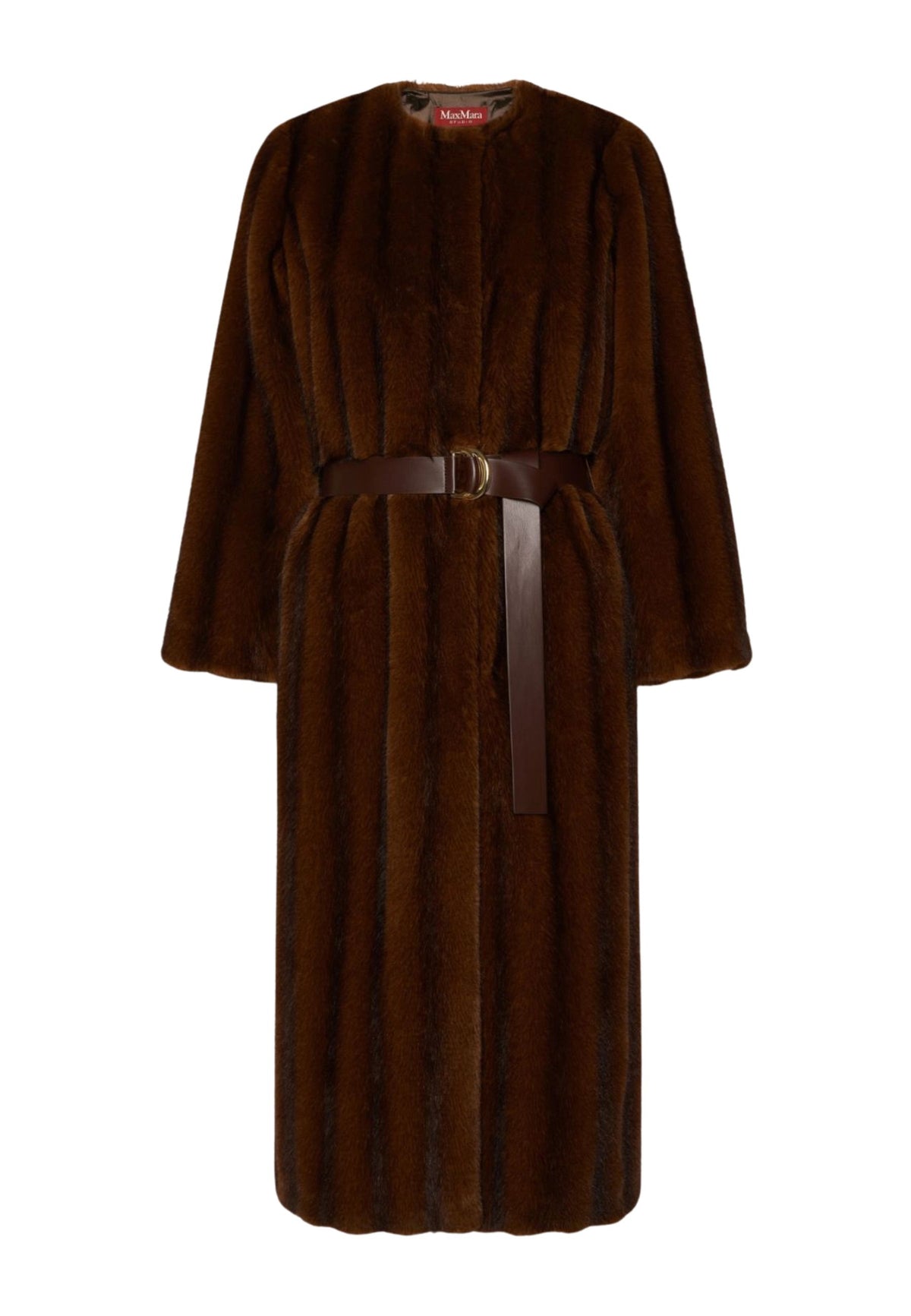 Max Mara Studio Cappotto Lungo con Cintura - Nocciola 