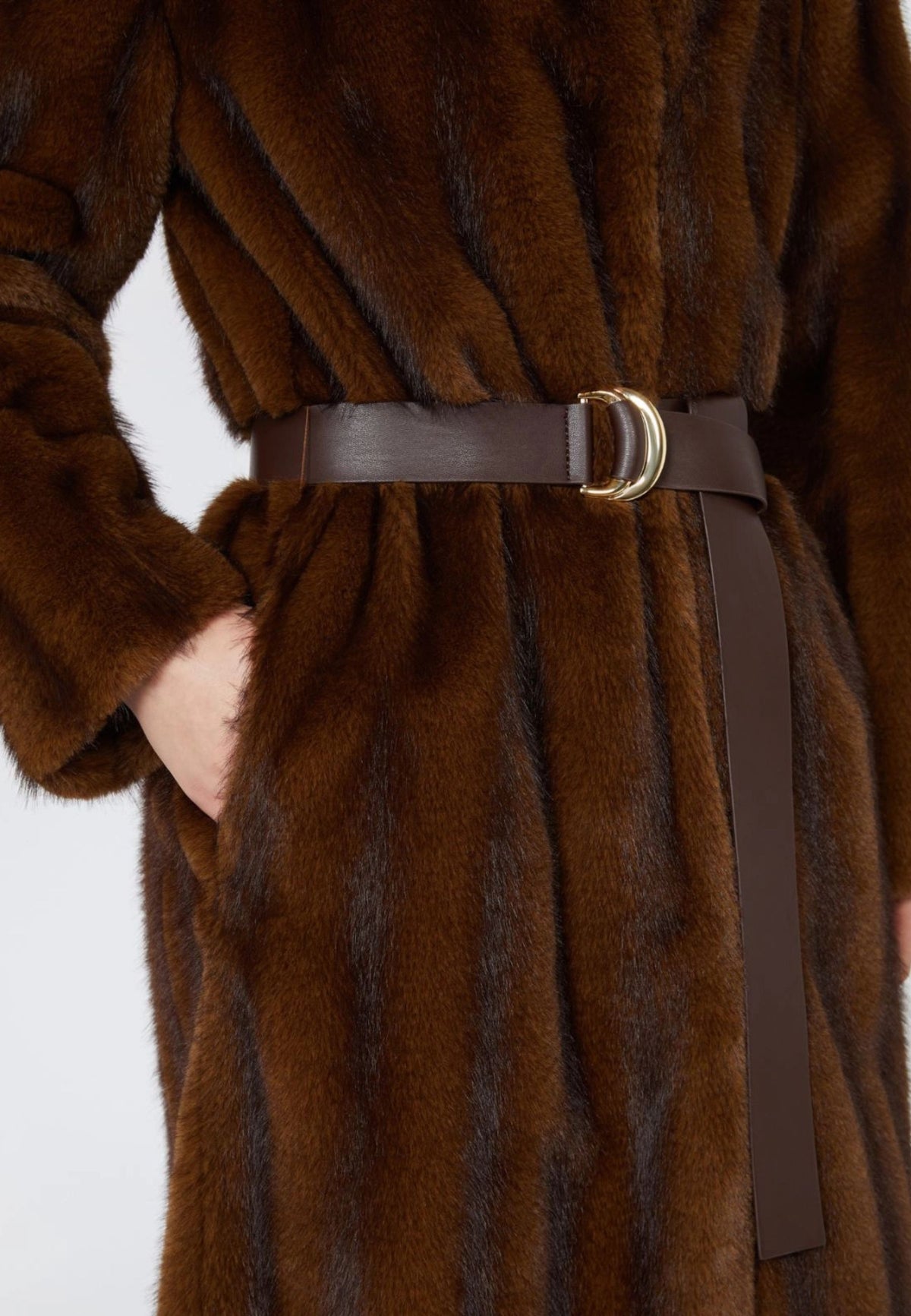 Max Mara Studio Cappotto Lungo con Cintura - Nocciola 