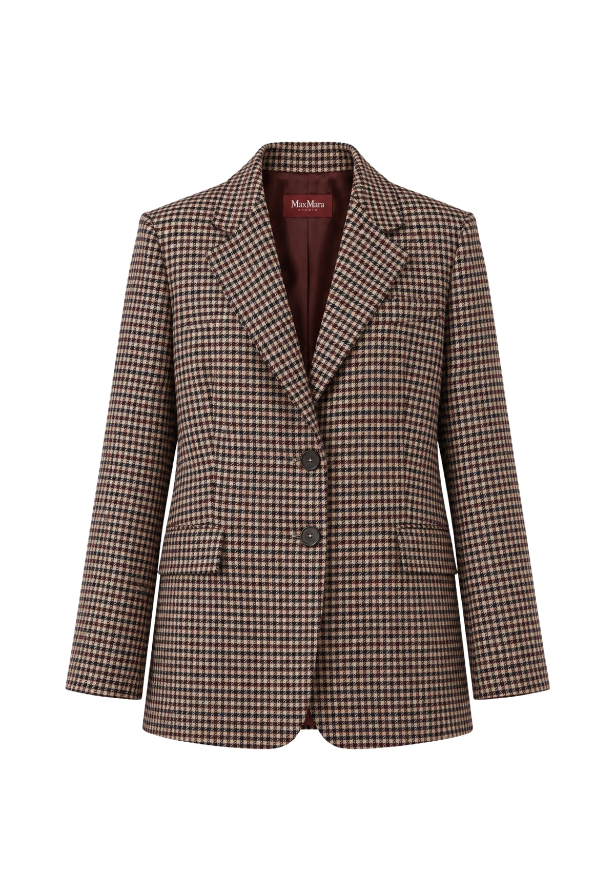 Max Mara Studio Blazer Oversize in Pura Lana a Motivo Check 