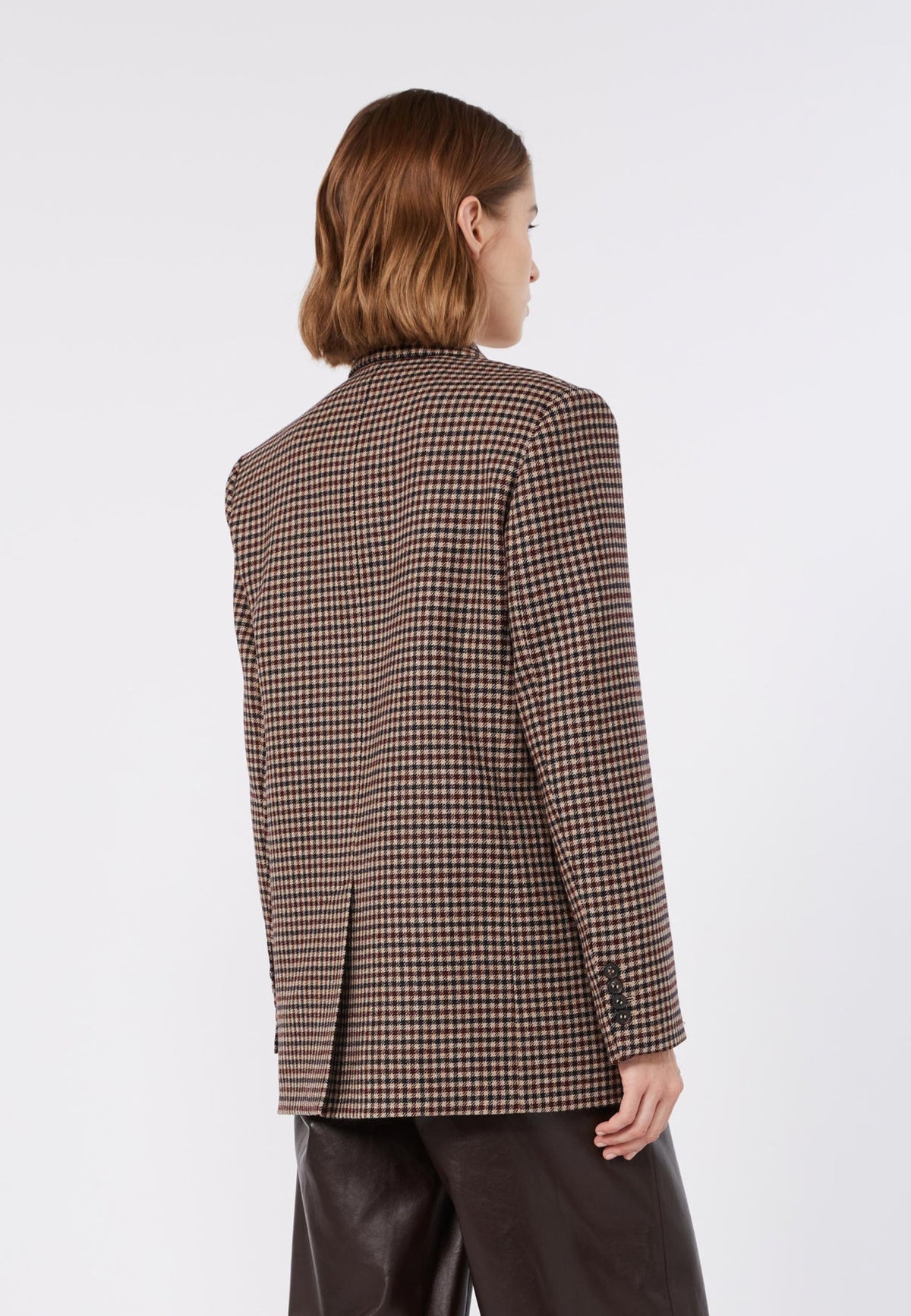 Max Mara Studio Blazer Oversize in Pura Lana a Motivo Check 