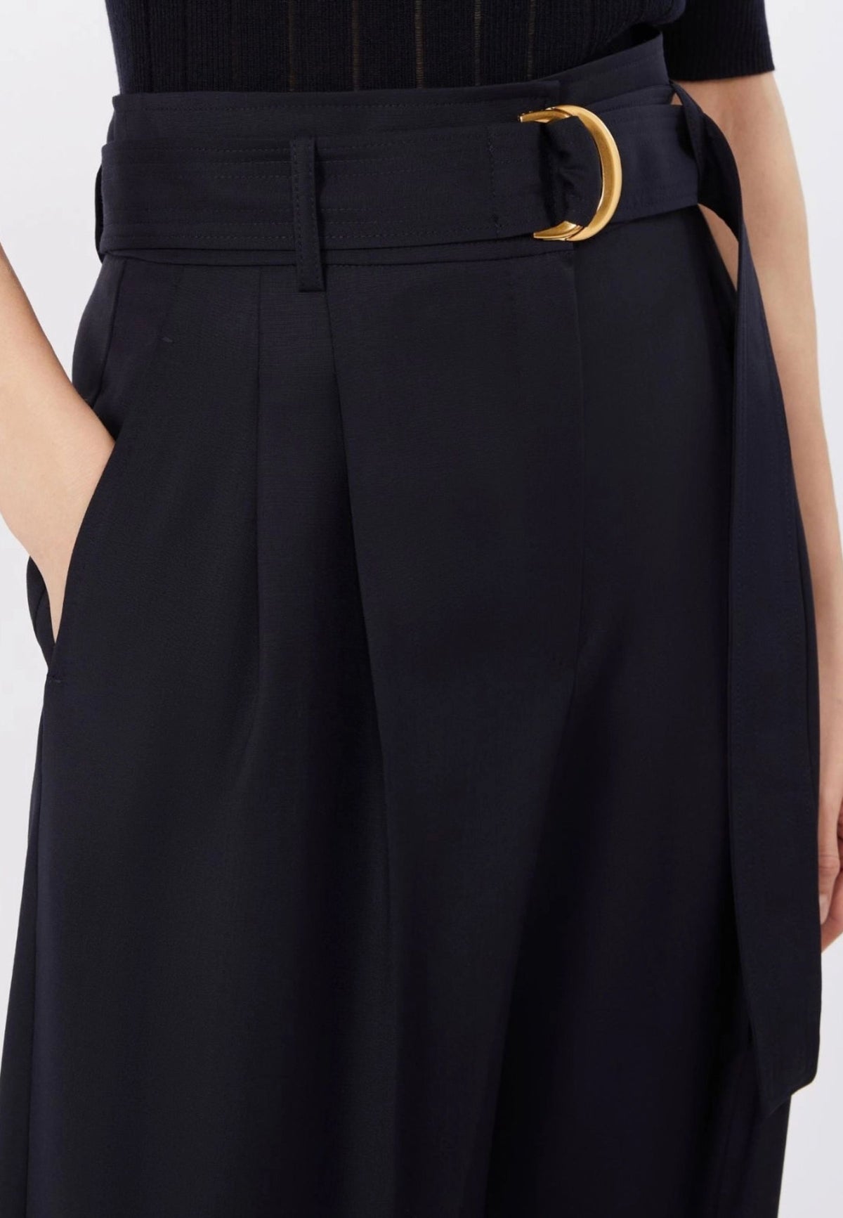 Max Mara Studio Pantalone Wide Leg in Pura Lana Blu 