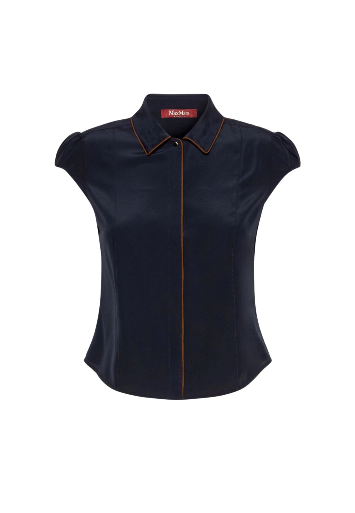 Max Mara Studio Camicia in Crêpe de Chine di Pura Seta Blu 