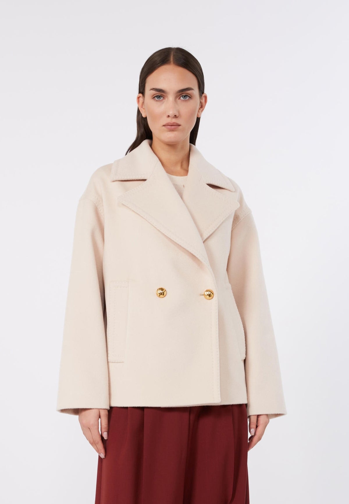 Max Mara Studio Caban Doppiopetto in Pura Lana 