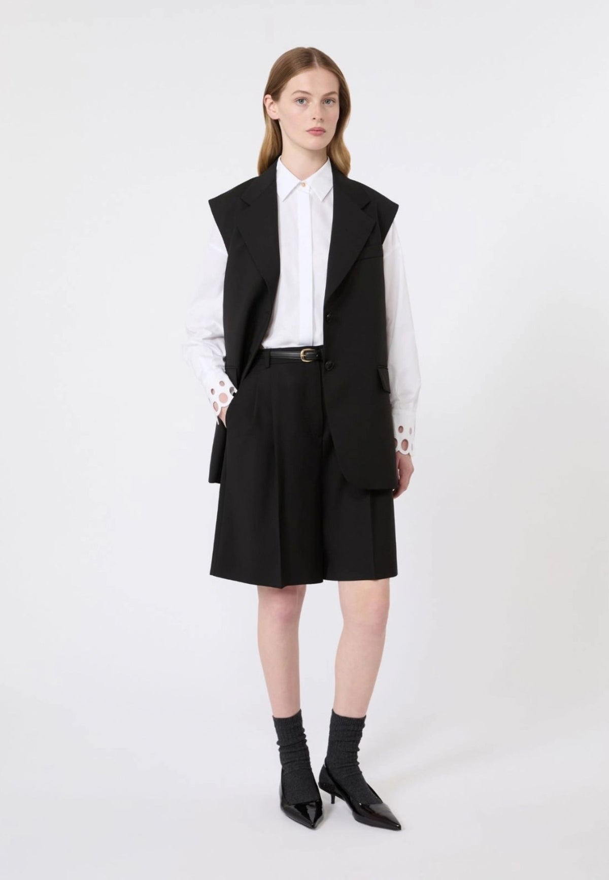 Max Mara Studio Camicia Boxy in Popeline di Cotone Bianco Ottico 