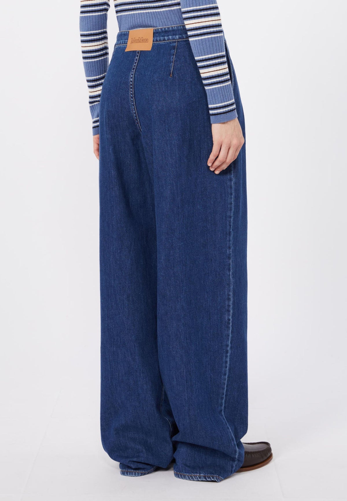 Max Mara Studio Jeans Wide Leg in Denim di Cotone 