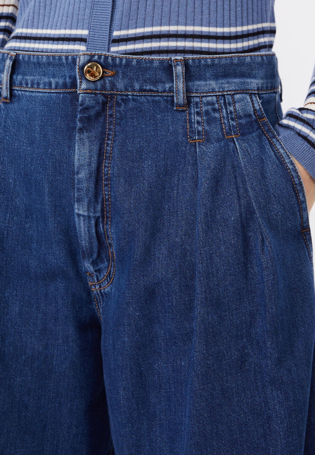 Max Mara Studio Jeans Wide Leg in Denim di Cotone 