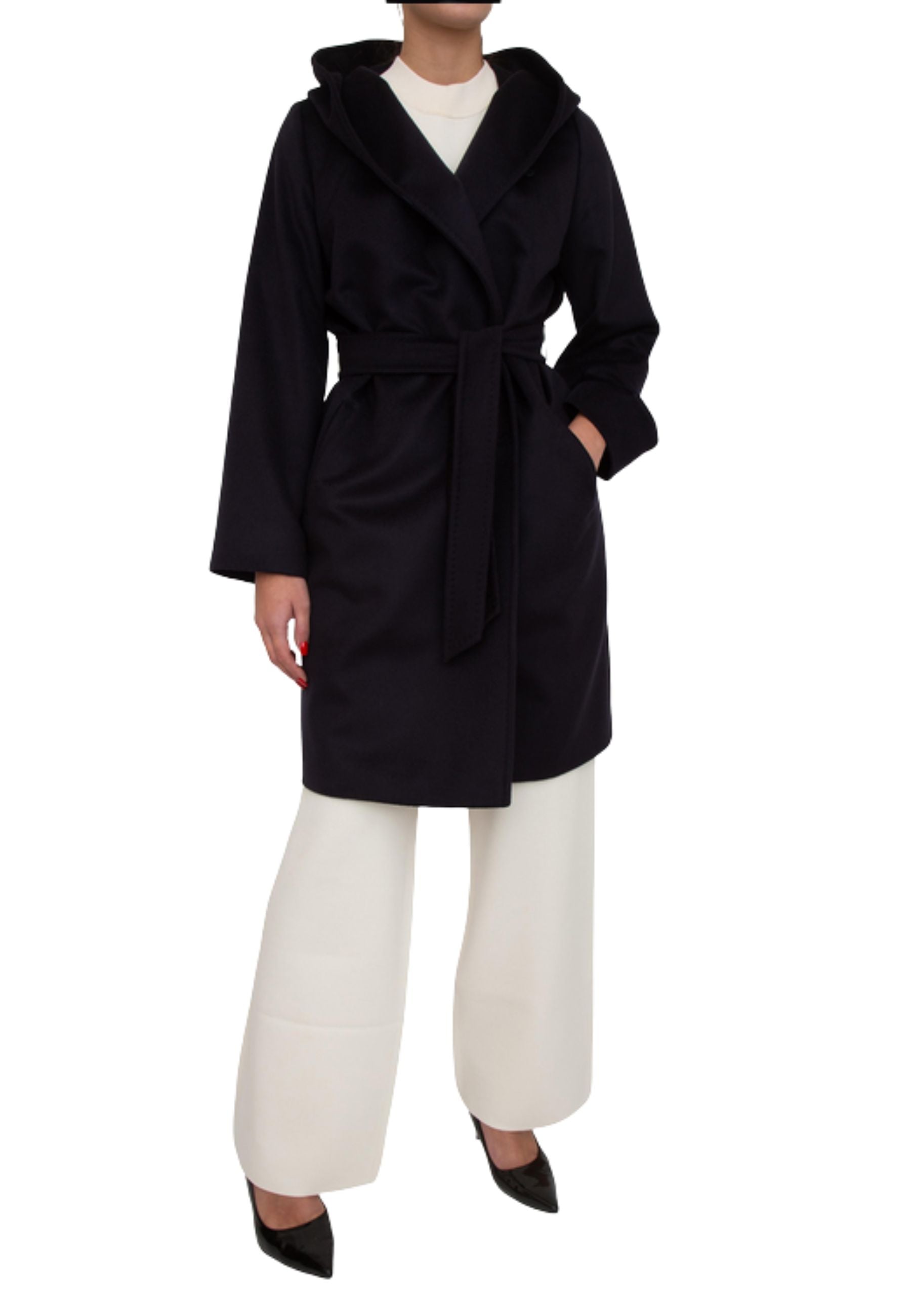 Max Mara Studio Newmang Cappotto con Cappuccio in Lana Vergine 