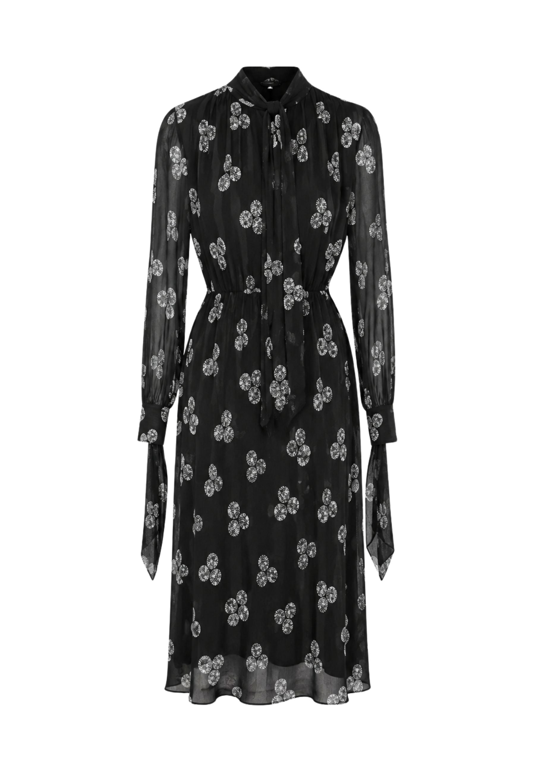 MAX MARA STUDIO Abito midi in pura seta con stampa all-over 