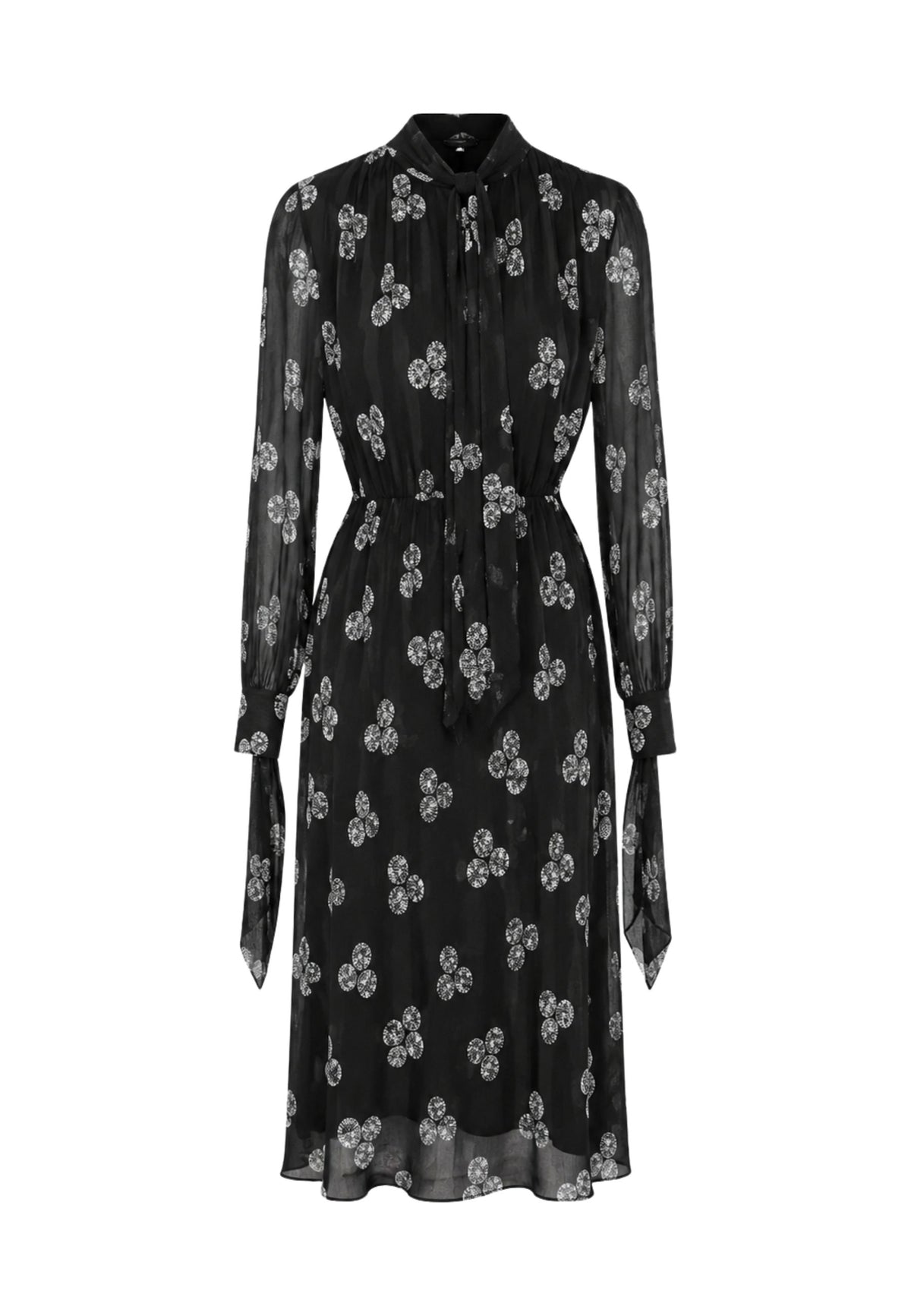 MAX MARA STUDIO Abito midi in pura seta con stampa all-over 
