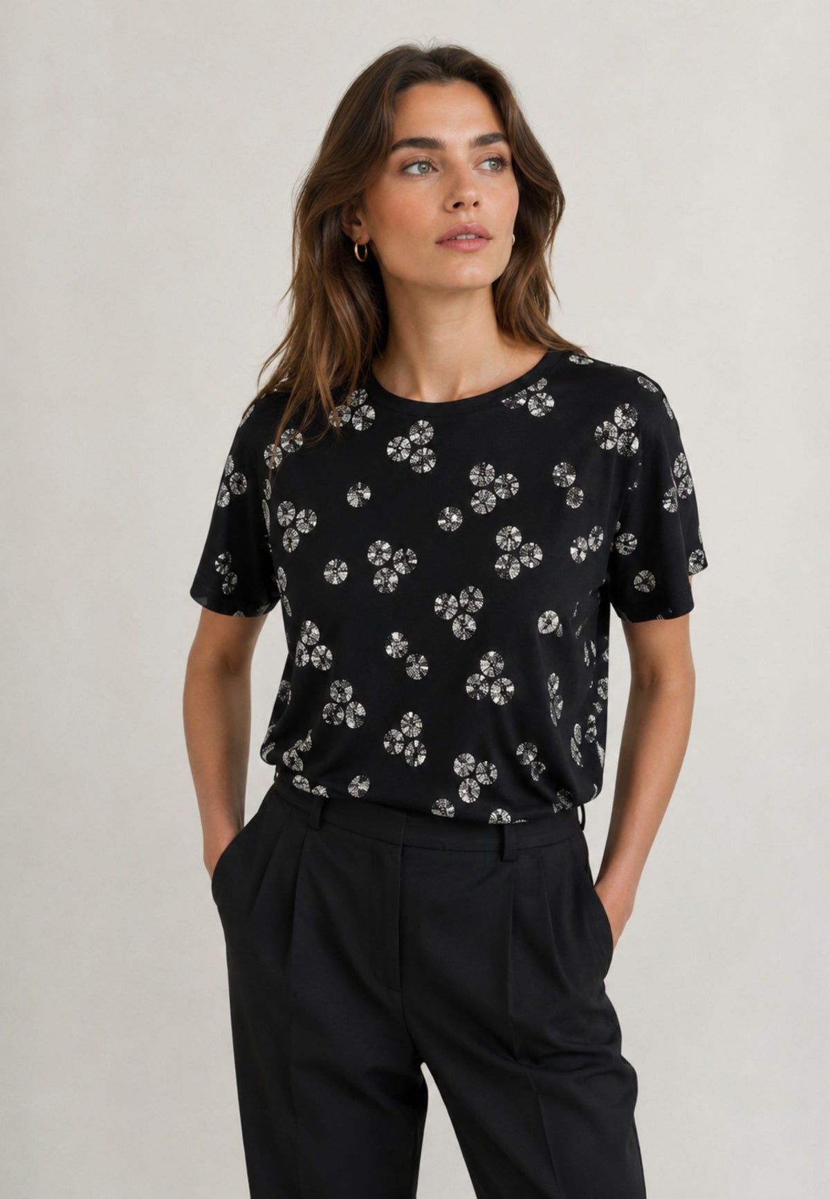 MAX MARA STUDIO T-shirt in tessuto tecnico con stampa all-over 