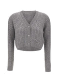 Max Mara Studio Tamigi Cardigan aus Schurwolle mit Zopfmuster, Grau