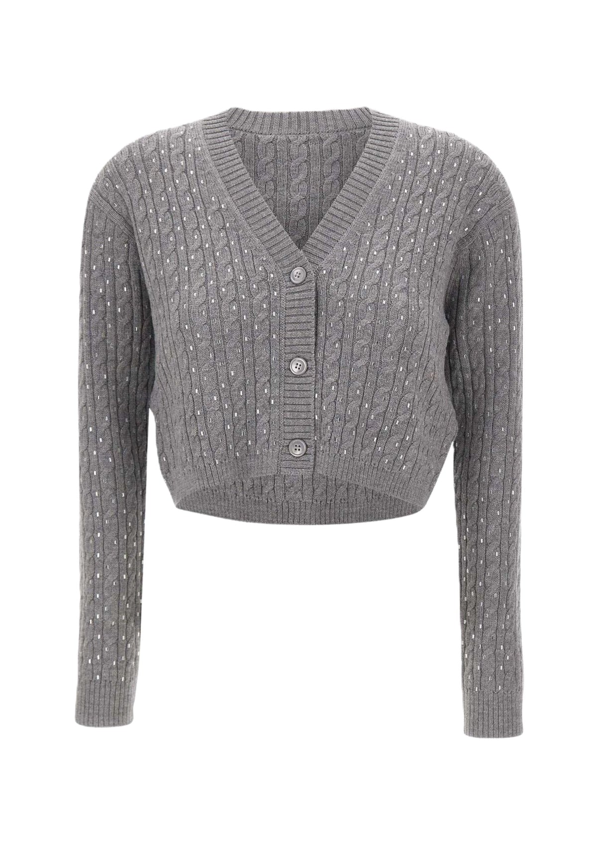 Max Mara Studio Tamigi Cardigan in lana vergine con trecce grigio 