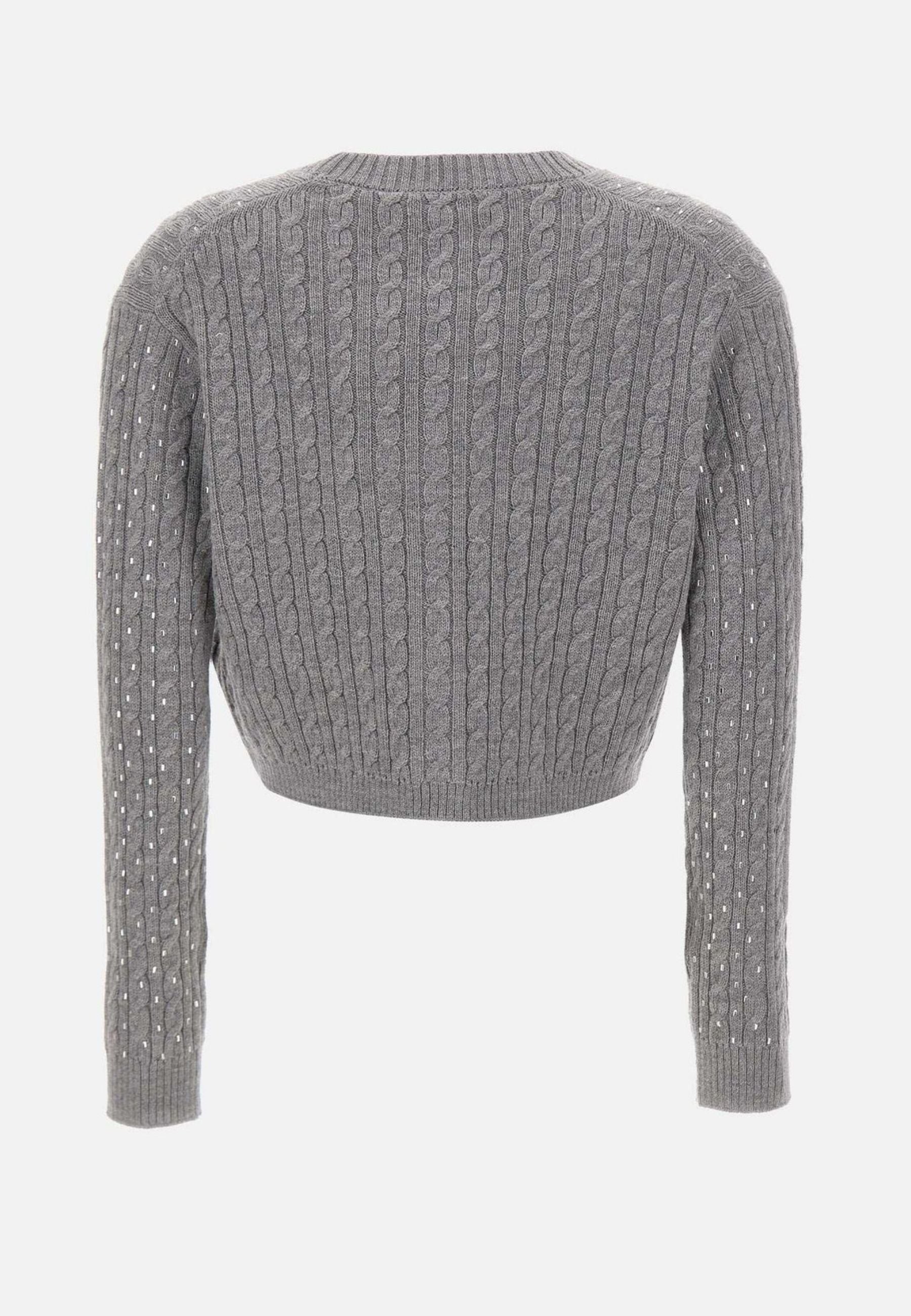 Max Mara Studio Tamigi Cardigan in lana vergine con trecce grigio 