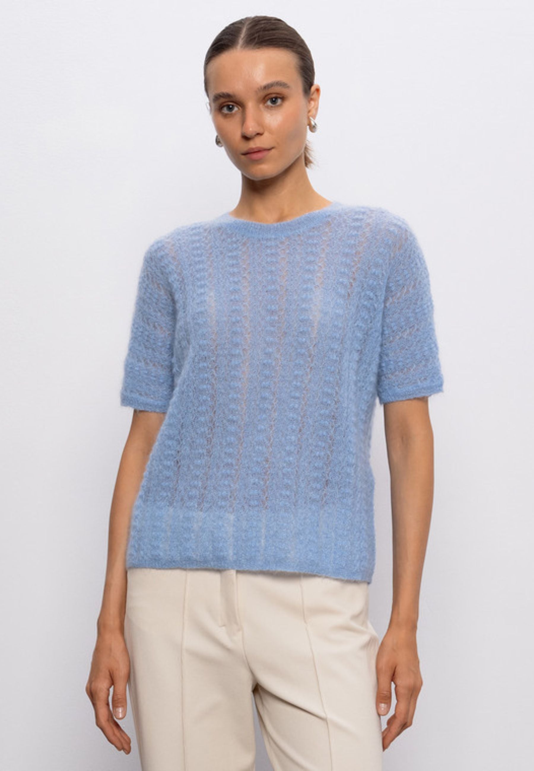 Max Mara Studio Terzo Maglia in mohair traforato blu 