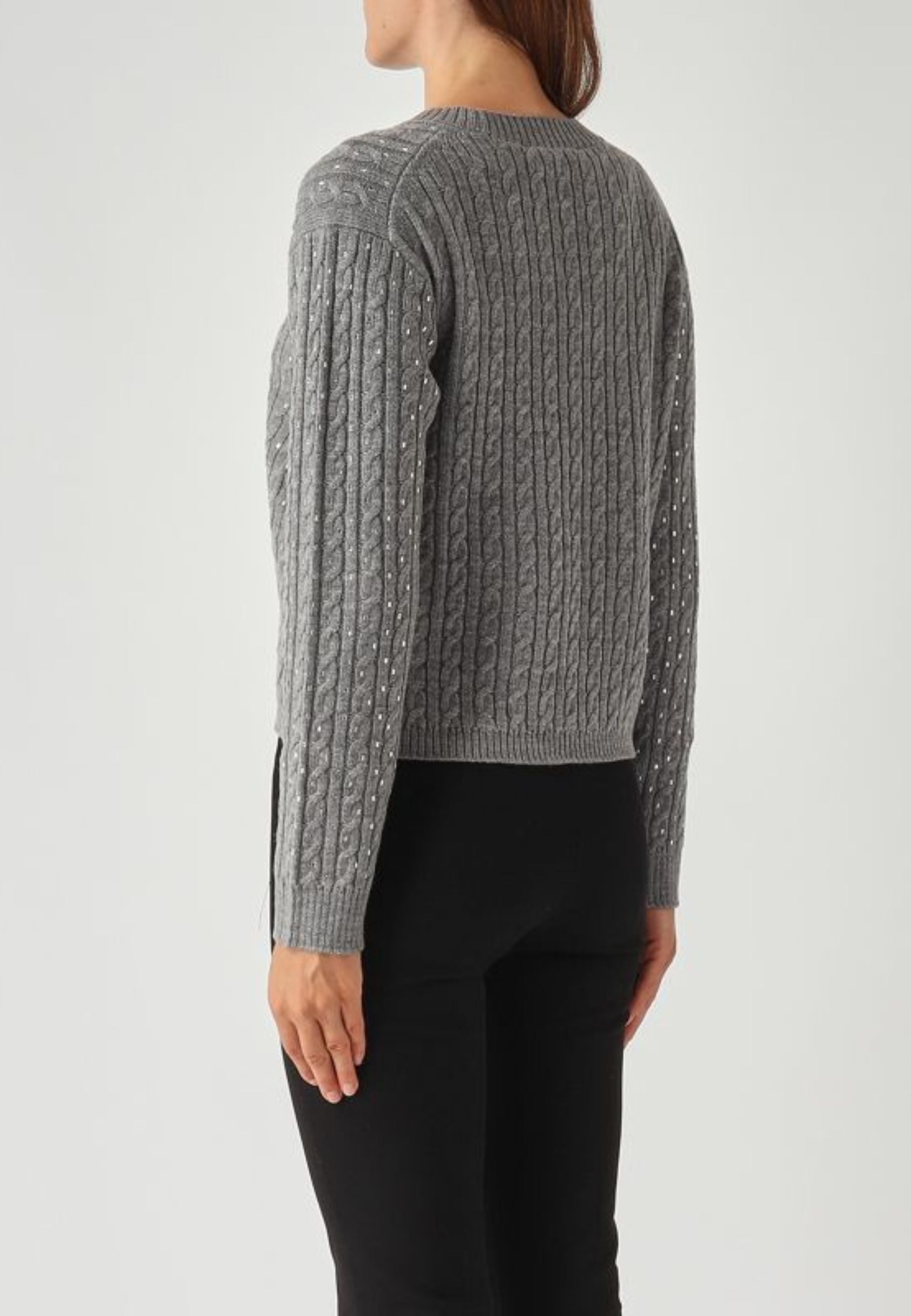 Max Mara Studio Ussuri Maglia in lana vergine con lavorazione a trecce grigio 