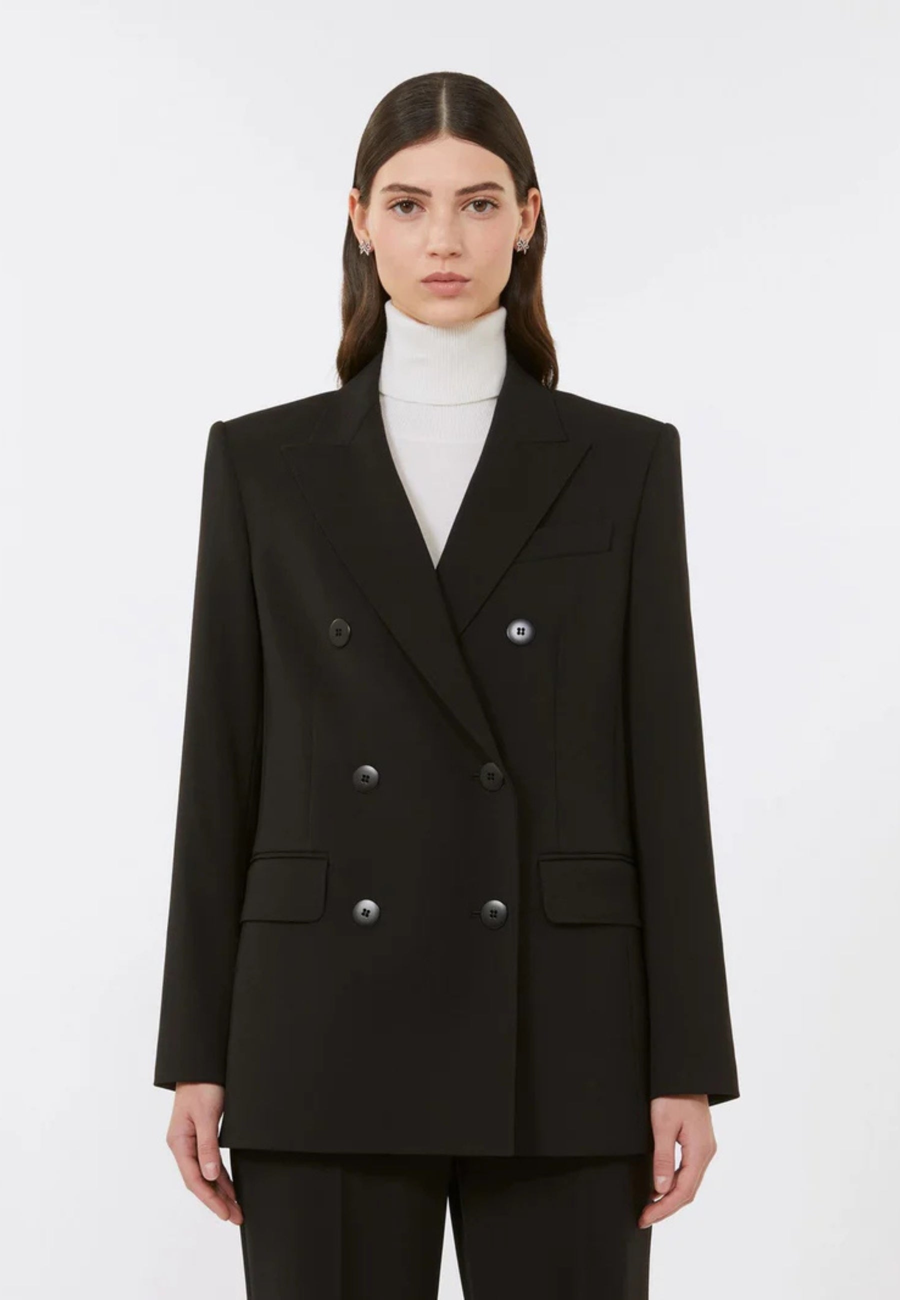 Max Mara Studio Blazer Vadare doppiopetto in crêpe satin di lana 