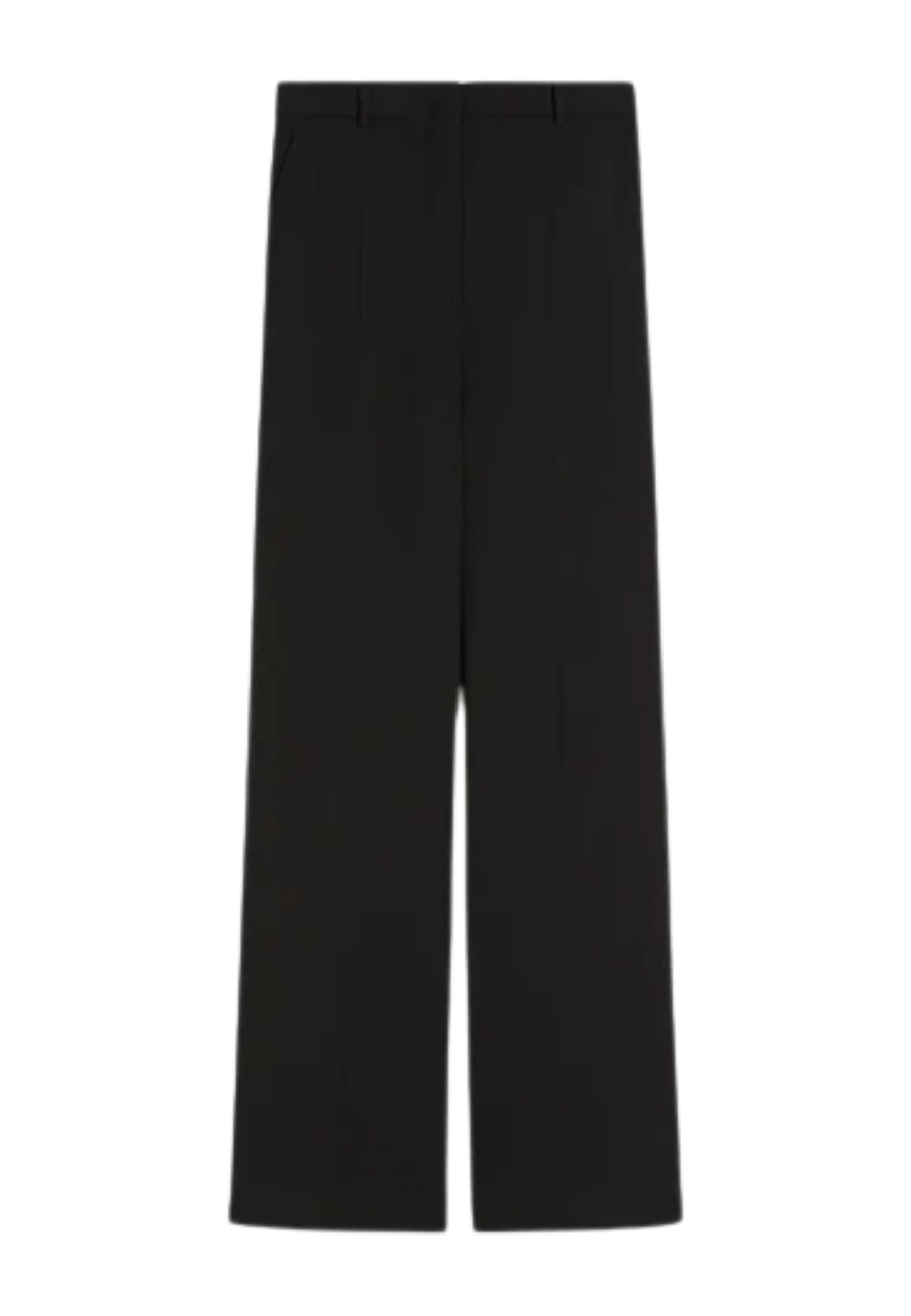 Max Mara Studio Pantalone sartoriale in crêpe satin di lana vergine nero 