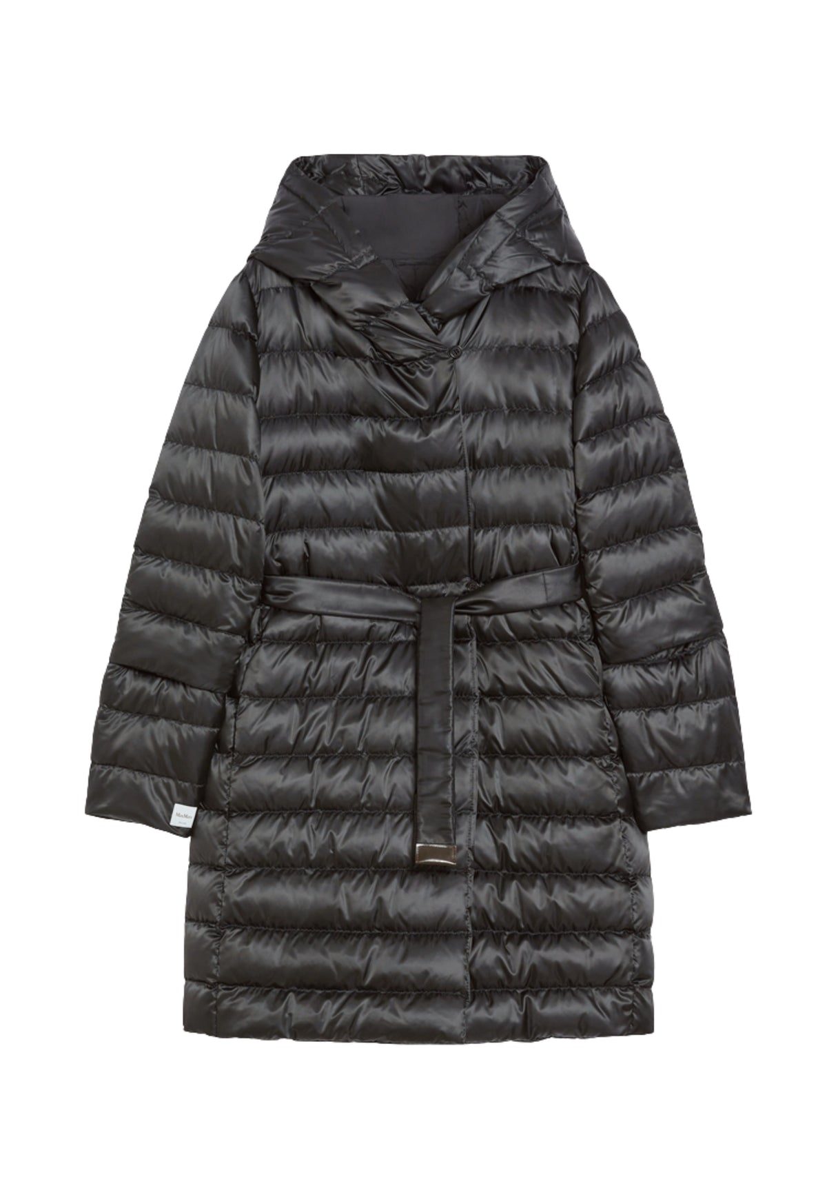 Max Mara The Cube Piumino Midi Reversibile in Raso Antigoccia Nero 