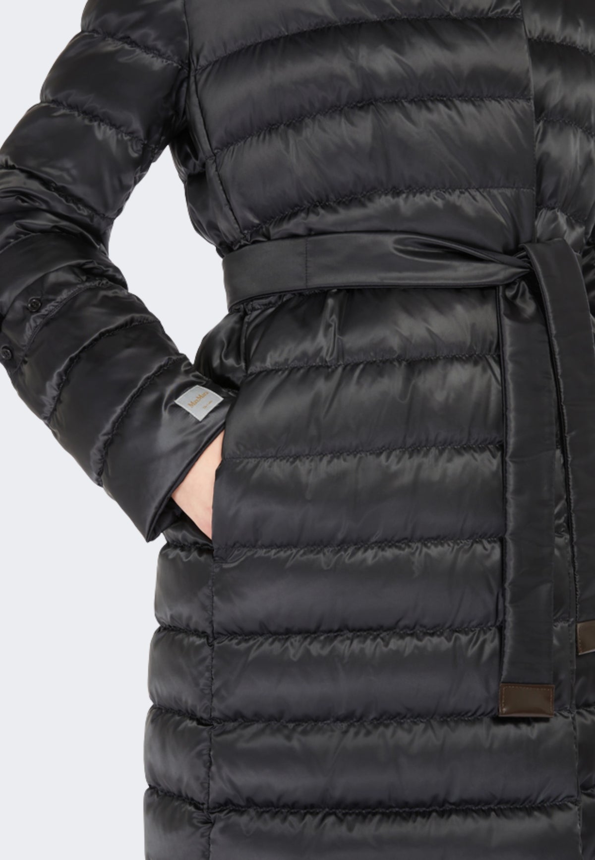 Max Mara The Cube Piumino Midi Reversibile in Raso Antigoccia Nero 