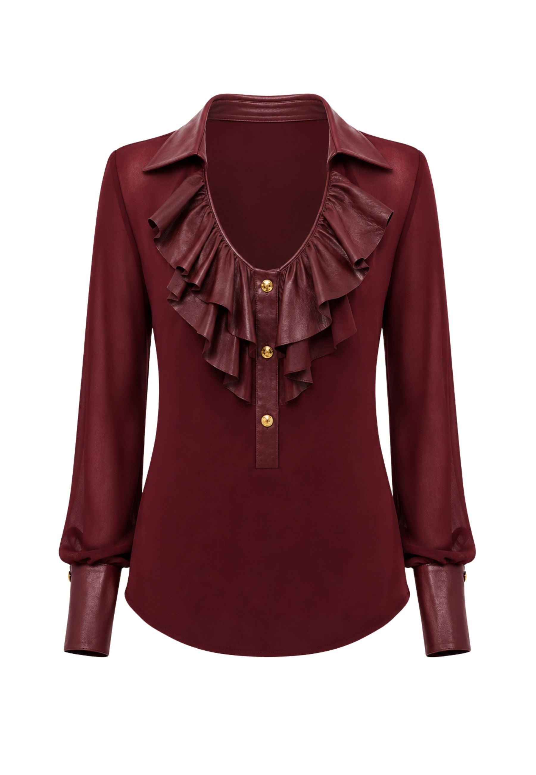 Monique Garçonne - Camicia in georgette con rouches effetto pelle 