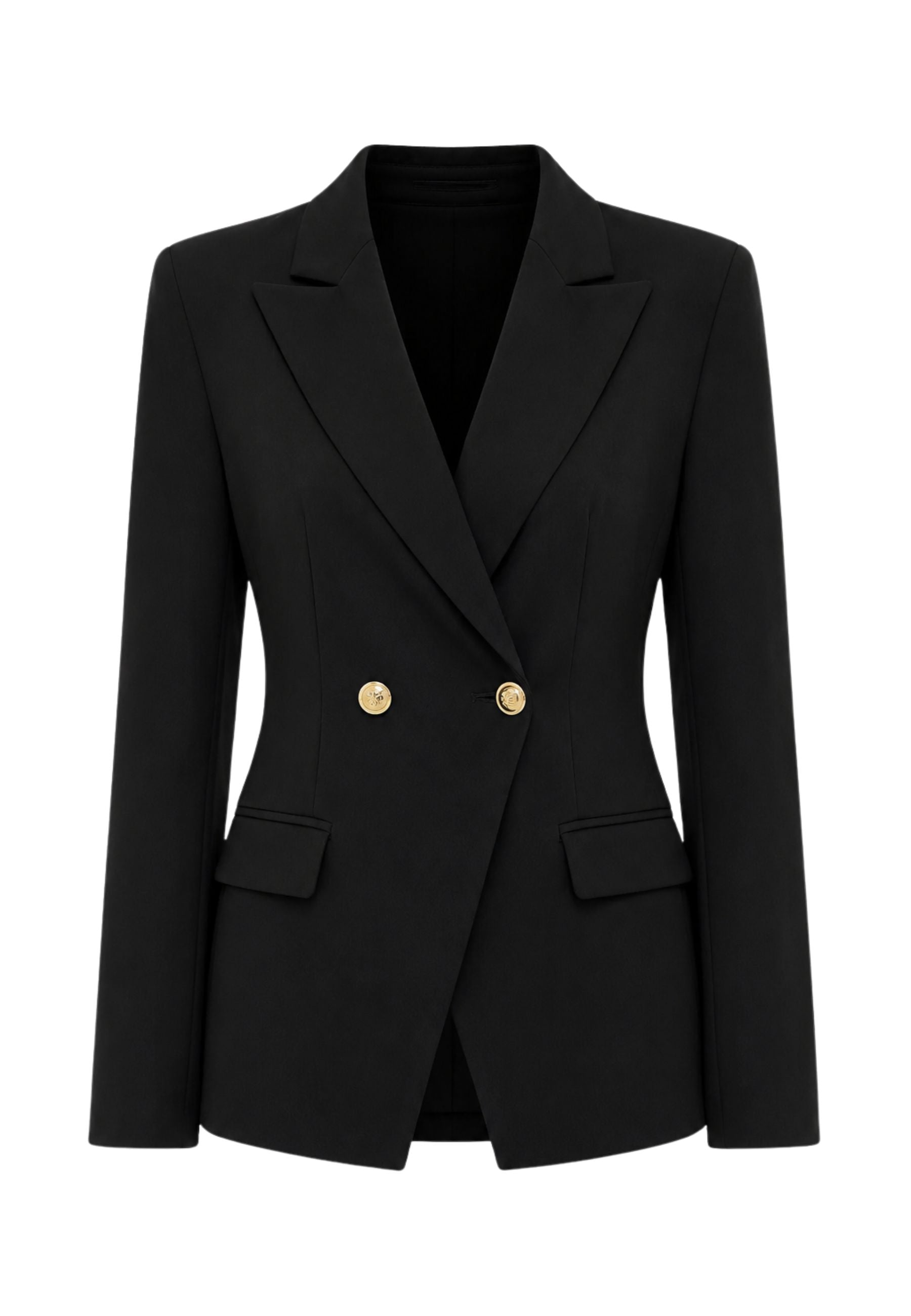 Monique Garçonne - Giacca doppiopetto in twill tecnico con bottoni oro 