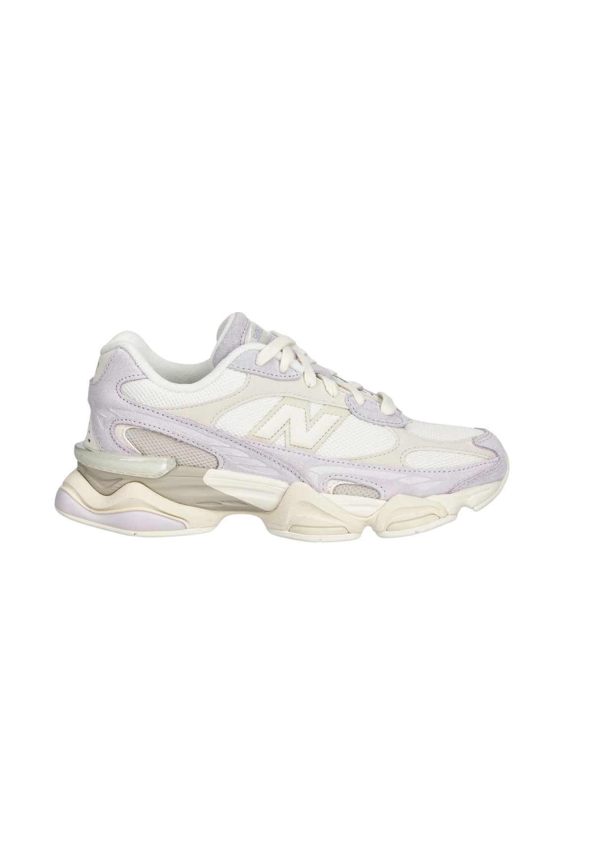 New Balance 9060 Sneakers in Suede e Mesh Bianco Crema e Lilla 