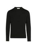 Paolo Pecora - Maglia Girocollo Uomo in Lana Merinos Extrafine - Nero
