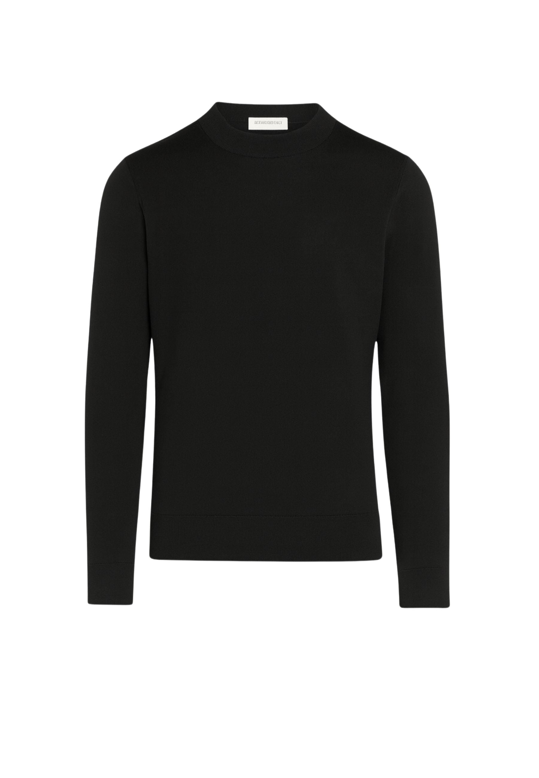 Paolo Pecora - Maglia Girocollo Uomo in Lana Merinos Extrafine - Nero 