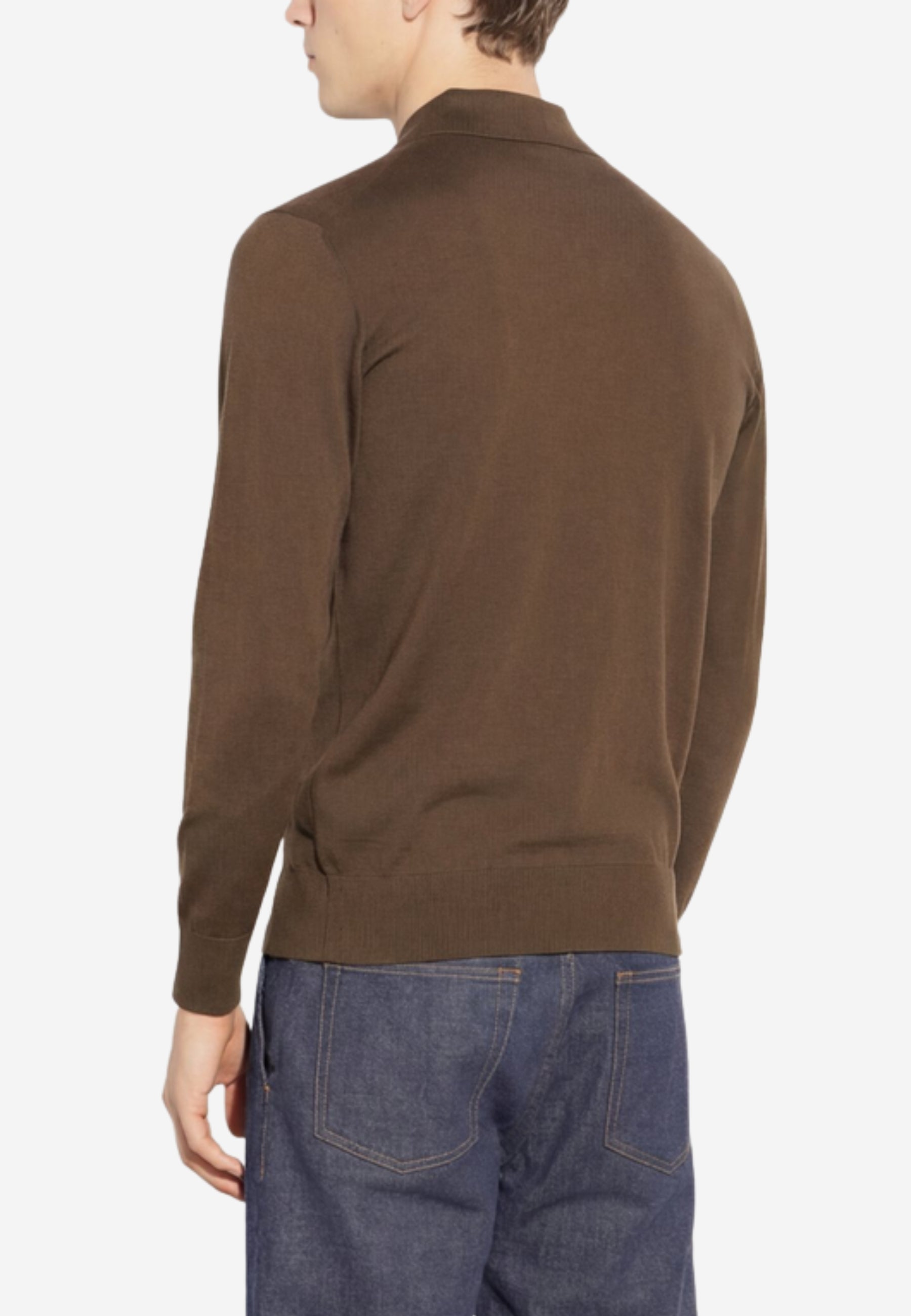 Paolo Pecora - Maglia Polo Uomo in Lana Merinos Extrafine con Zip 