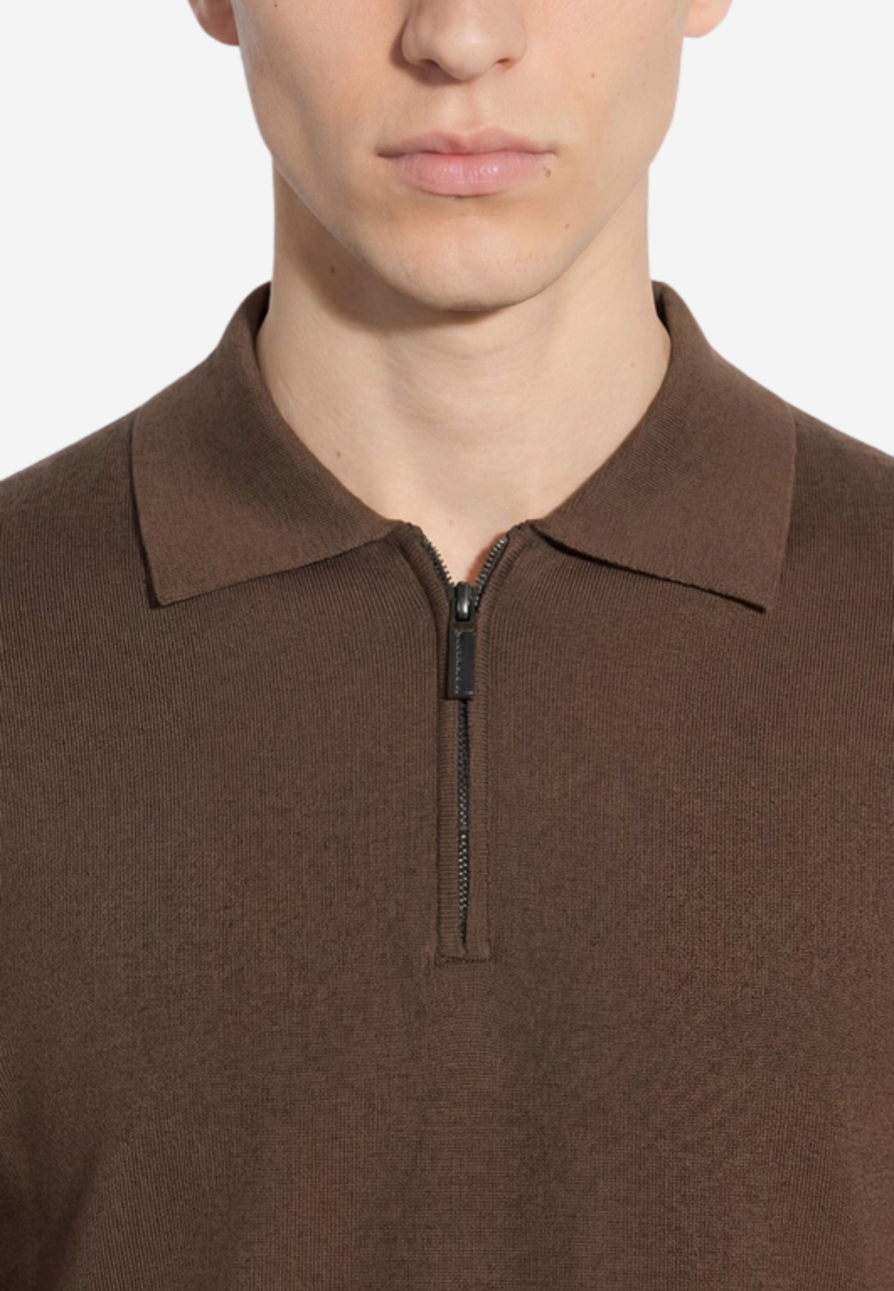 Paolo Pecora - Maglia Polo Uomo in Lana Merinos Extrafine con Zip 