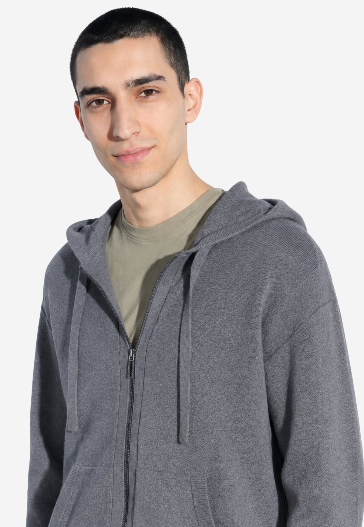 Paolo Pecora - Maglia Uomo con Cappuccio e Zip in Lana e Cotone 