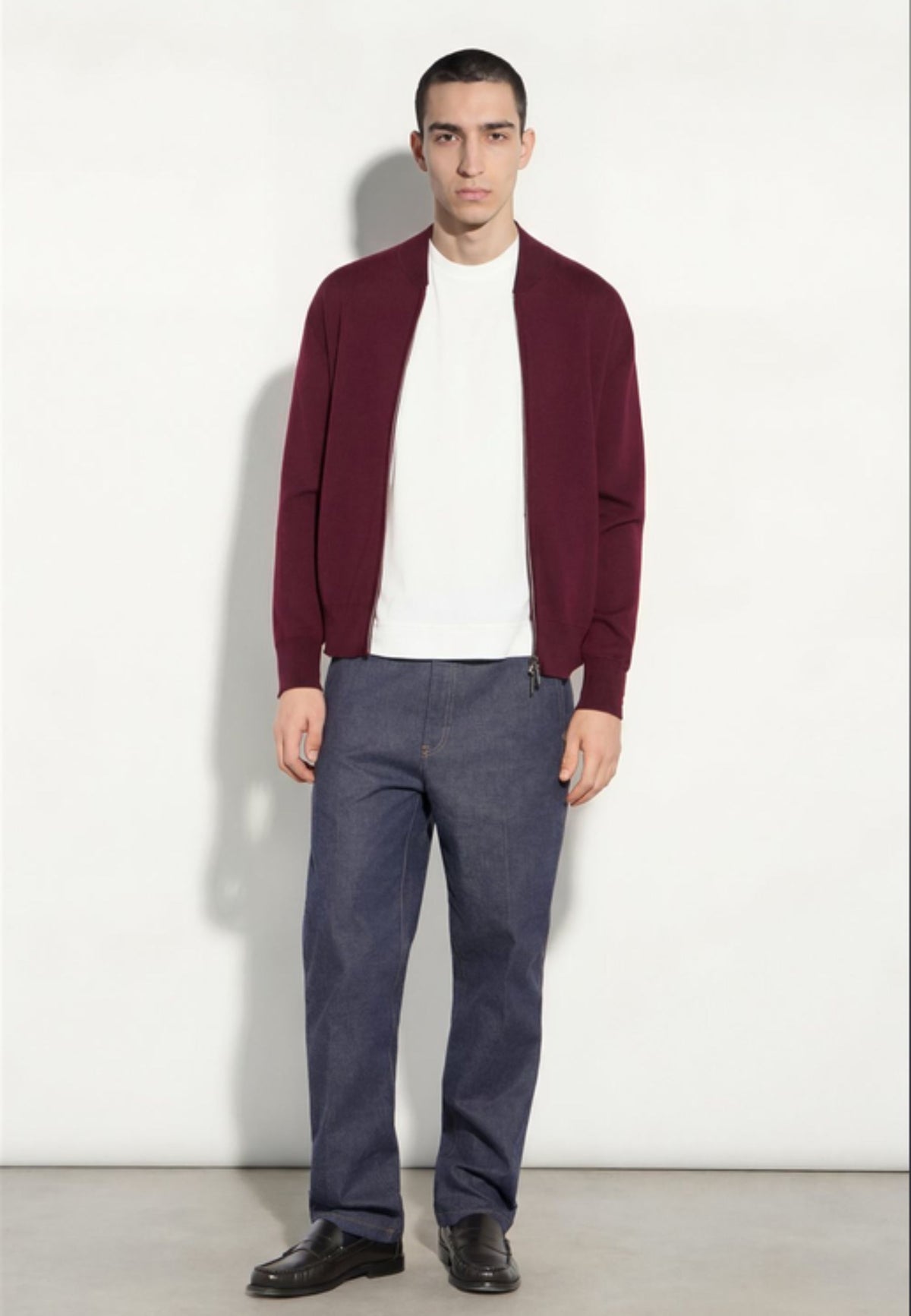 Paolo Pecora Cardigan Bomber Uomo in Lana Merino e Cotone 