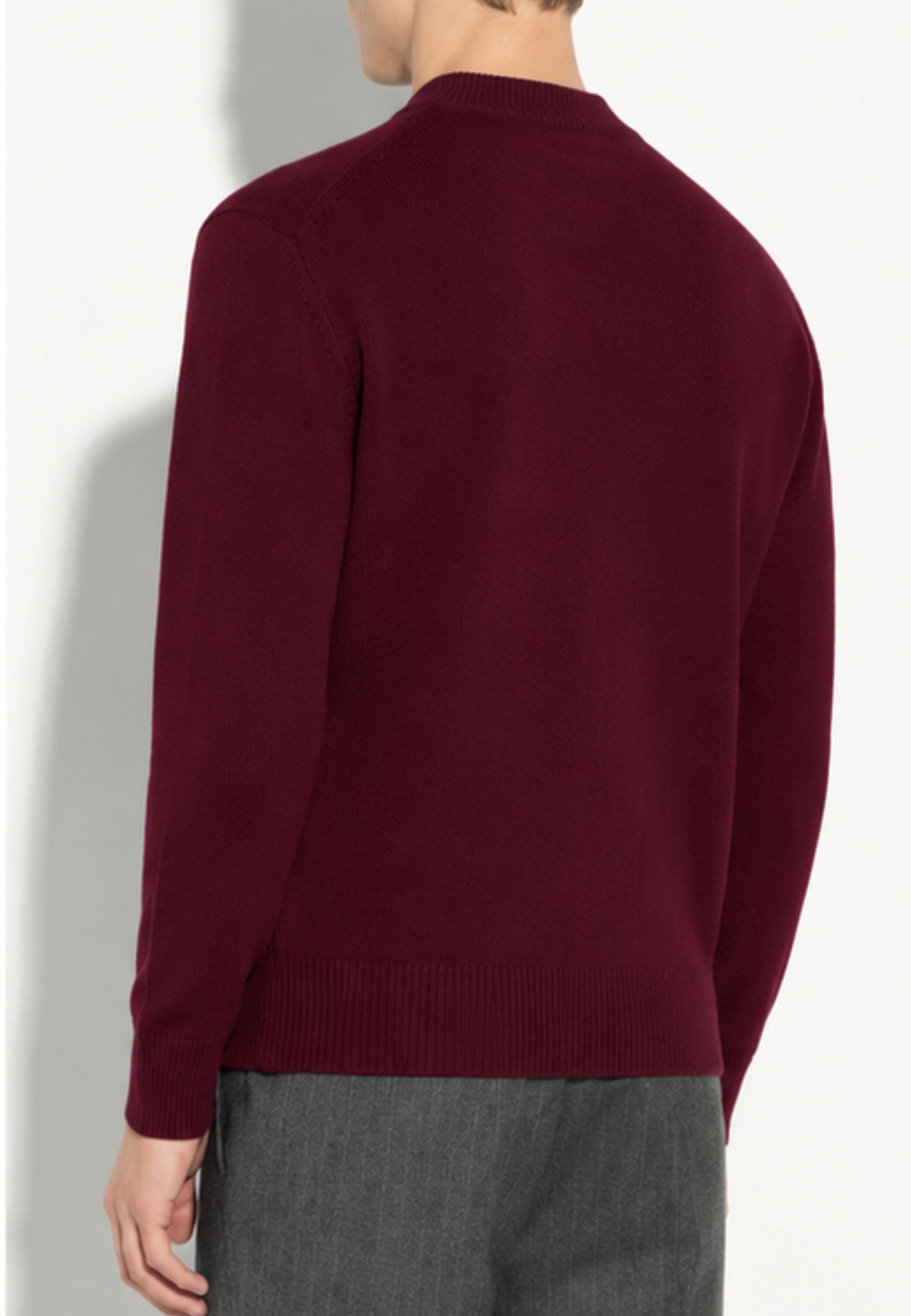 Paolo Pecora - Maglia Uomo Girocollo in 100% Lana Vergine Merino - Bordeaux 
