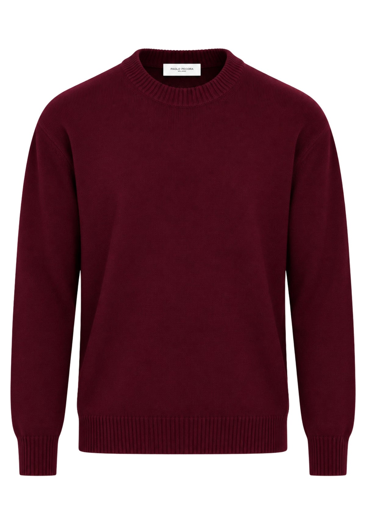 Paolo Pecora - Maglia Uomo Girocollo in 100% Lana Vergine Merino - Bordeaux 