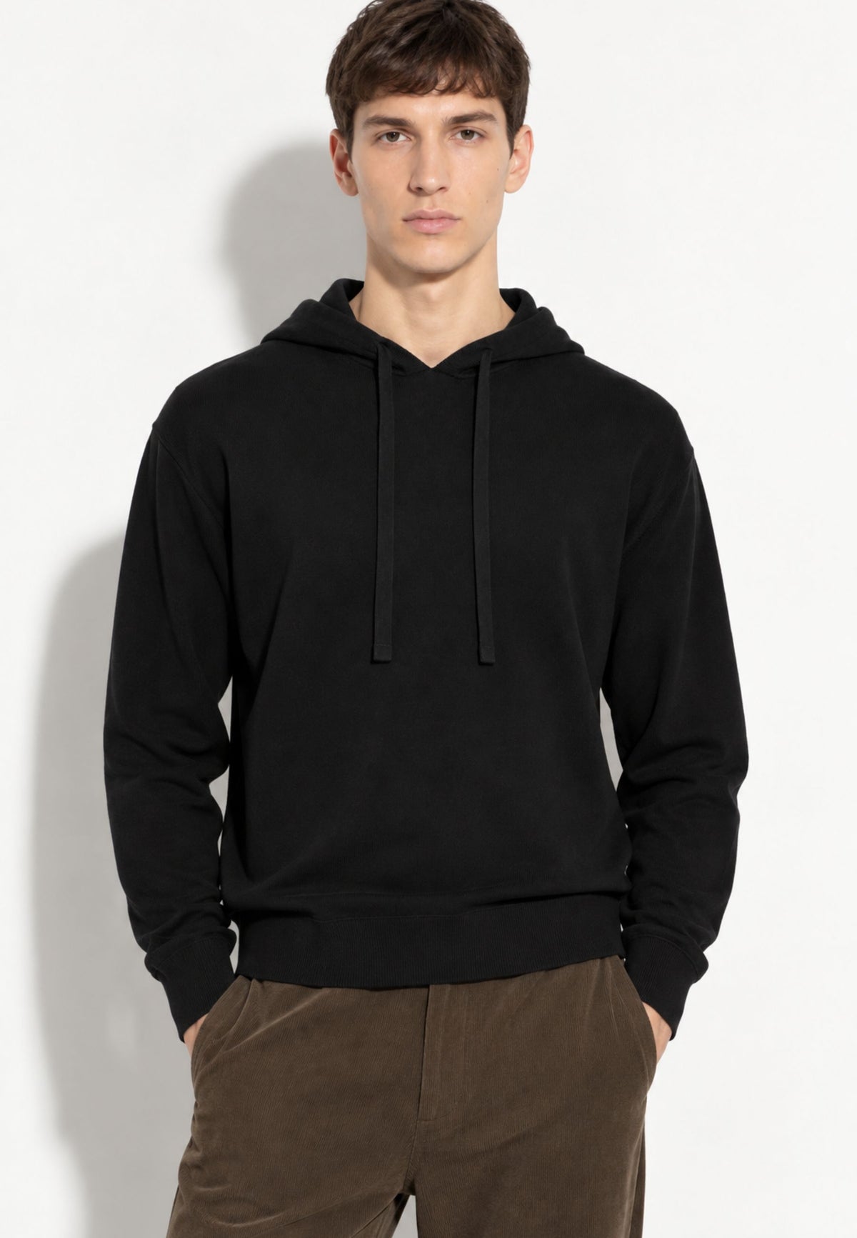 Paolo Pecora Maglia Uomo con Cappuccio in Lana Merinos - Nero 